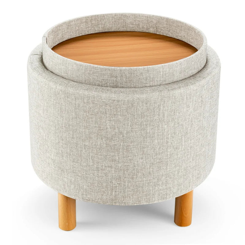 Wolly Fabric Ottoman In Ash Grey Colour With Storage - Febonic Living