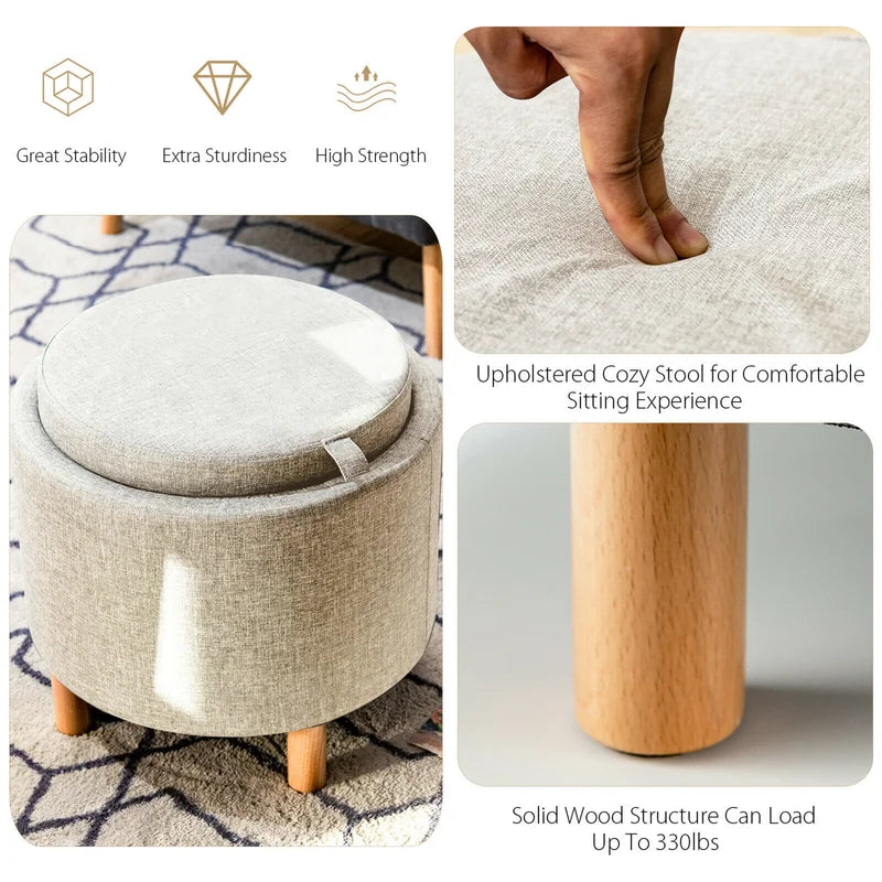 Wolly Fabric Ottoman In Ash Grey Colour With Storage - Febonic Living