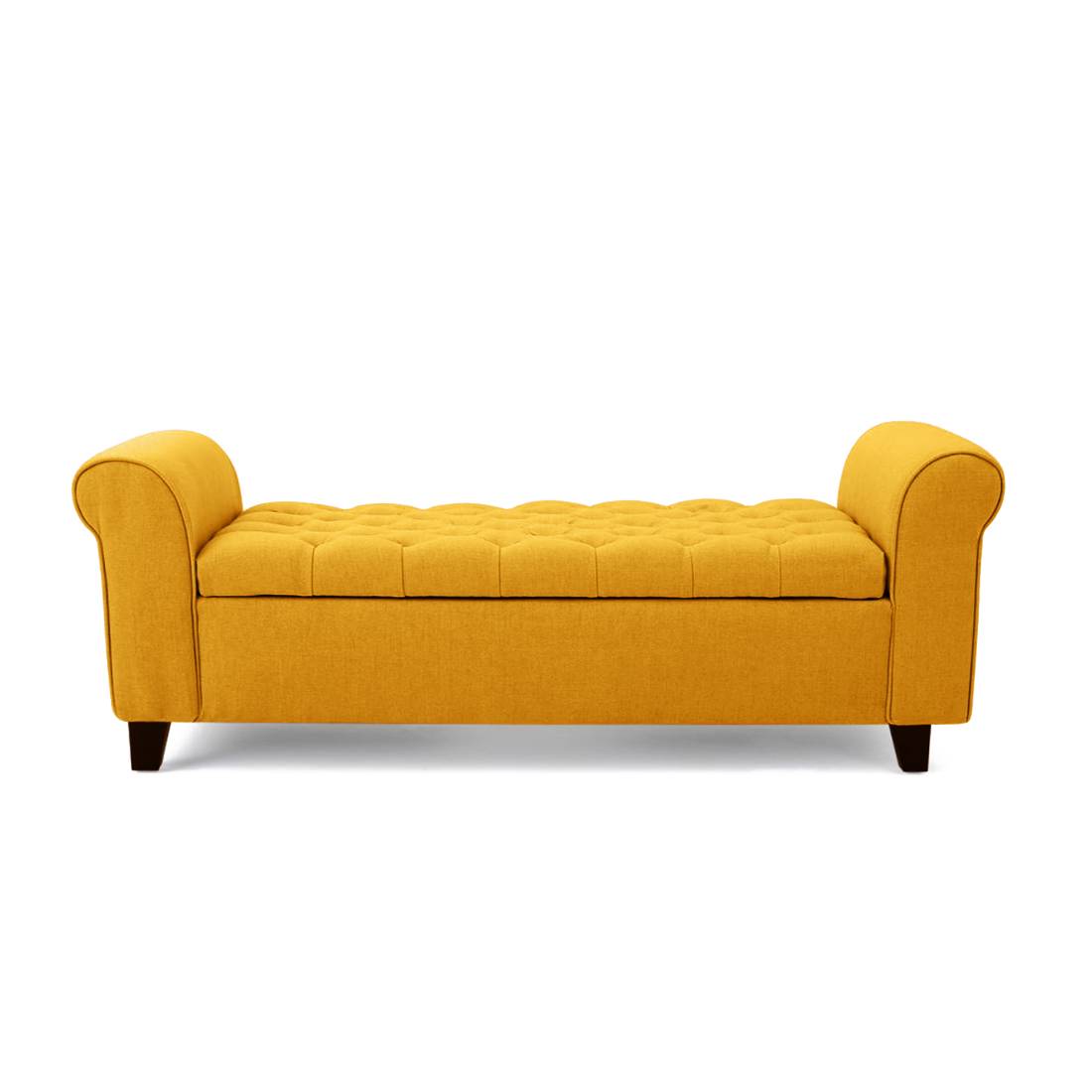 Nowia Fabric 3 Seater Recamier In Bold Yellow Colour With Storage - Febonic Living