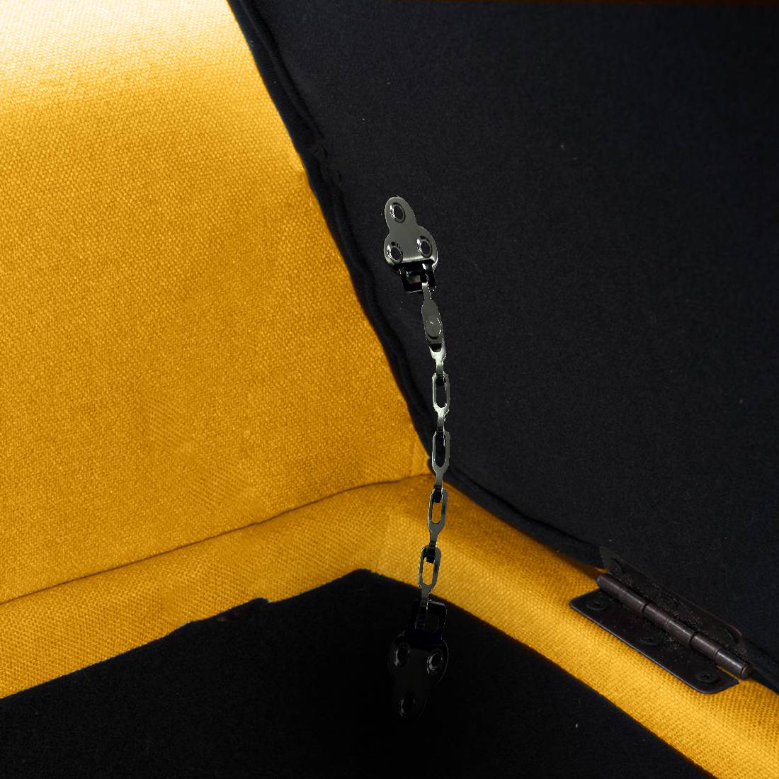 Nowia Fabric 3 Seater Recamier In Bold Yellow Colour With Storage - Febonic Living