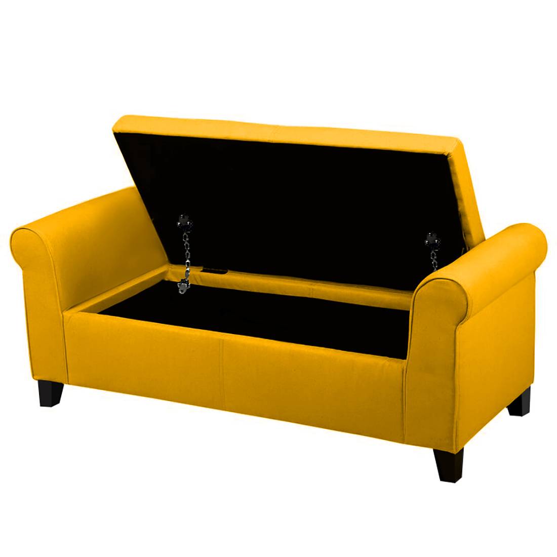 Nowia Fabric 3 Seater Recamier In Bold Yellow Colour With Storage - Febonic Living