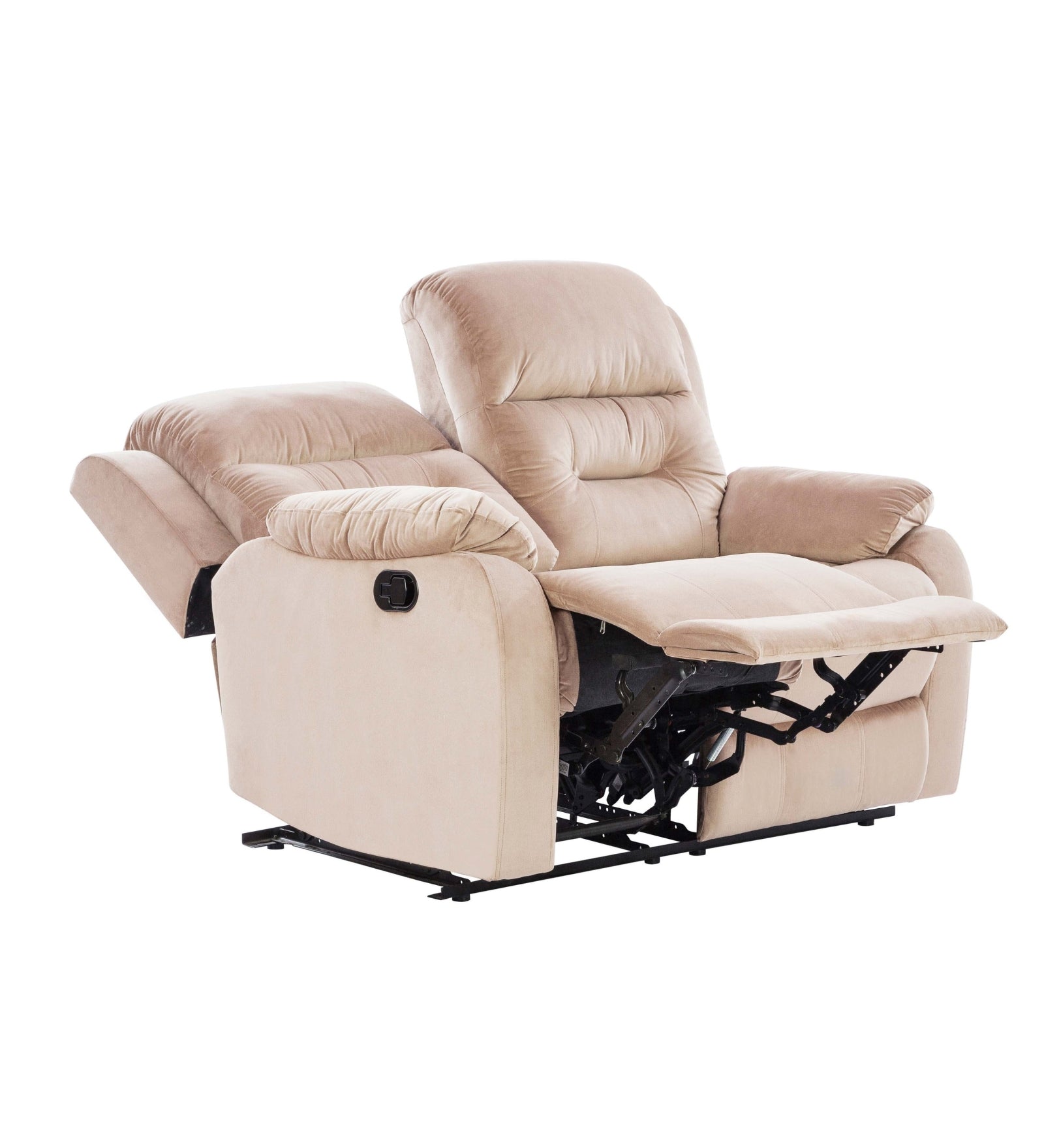 Yama 2 Seater Motorized Velvet Recliner - Camel Beige - 1 Reclined View by Febonic Living
