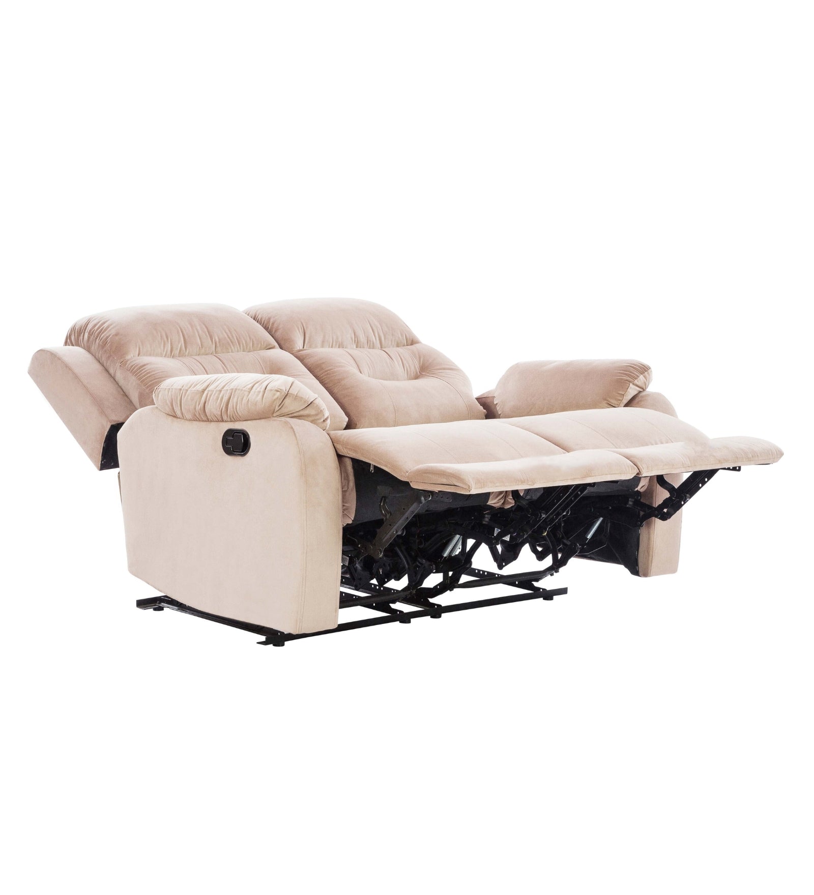 Yama 2 Seater Motorized Velvet Recliner - Camel Beige - Reclined View by Febonic Living
