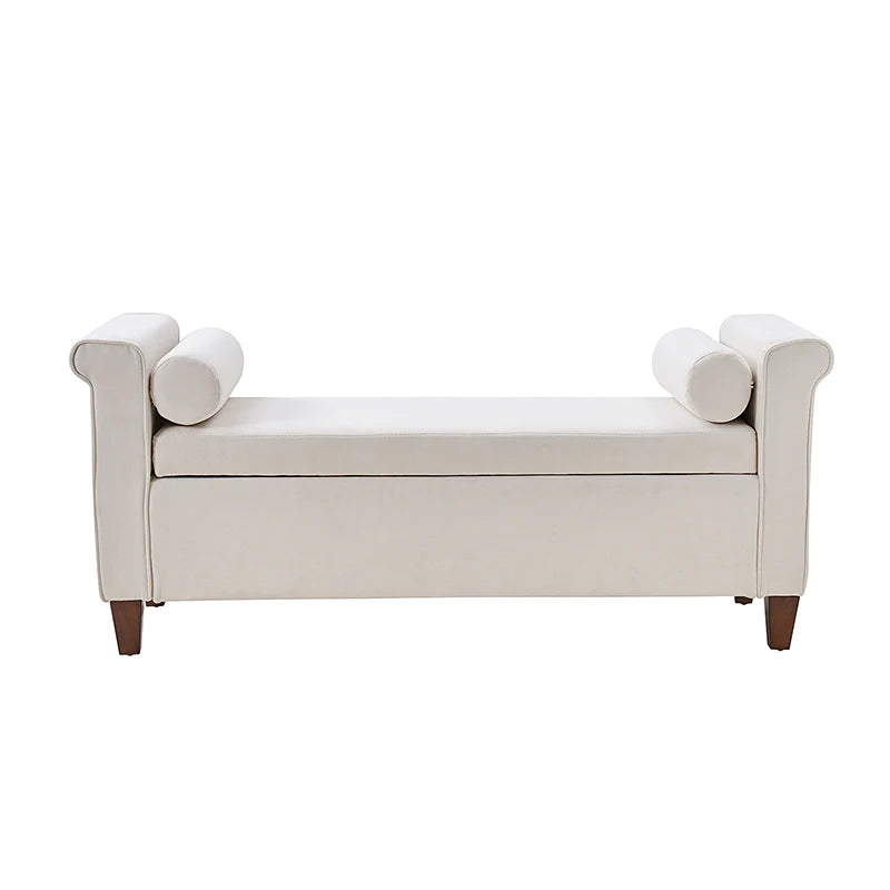 Gabino Velvet 2 Seater Recamier In Camel Beige Colour With Storage - Febonic Living