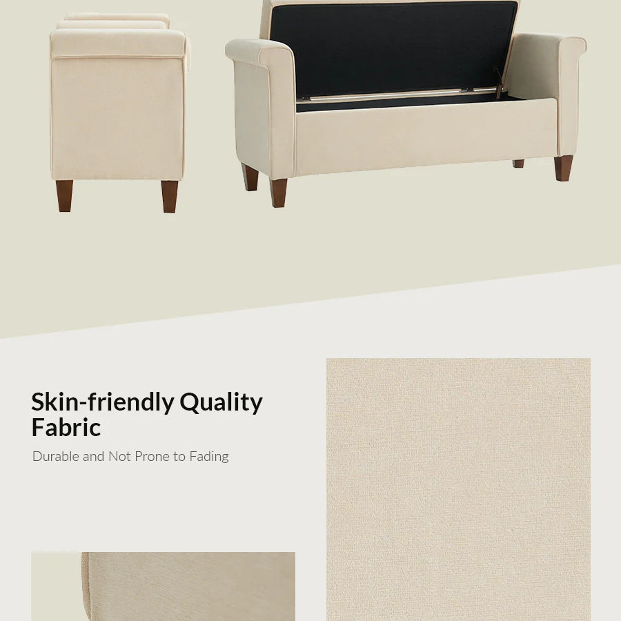 Gabino Velvet 2 Seater Recamier In Camel Beige Colour With Storage - Febonic Living