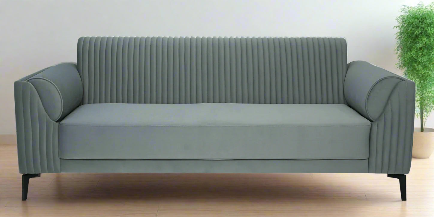 Zara Waterproof Velvet 3 Seater Sofa in Fossil Grey Colour - Febonic Living