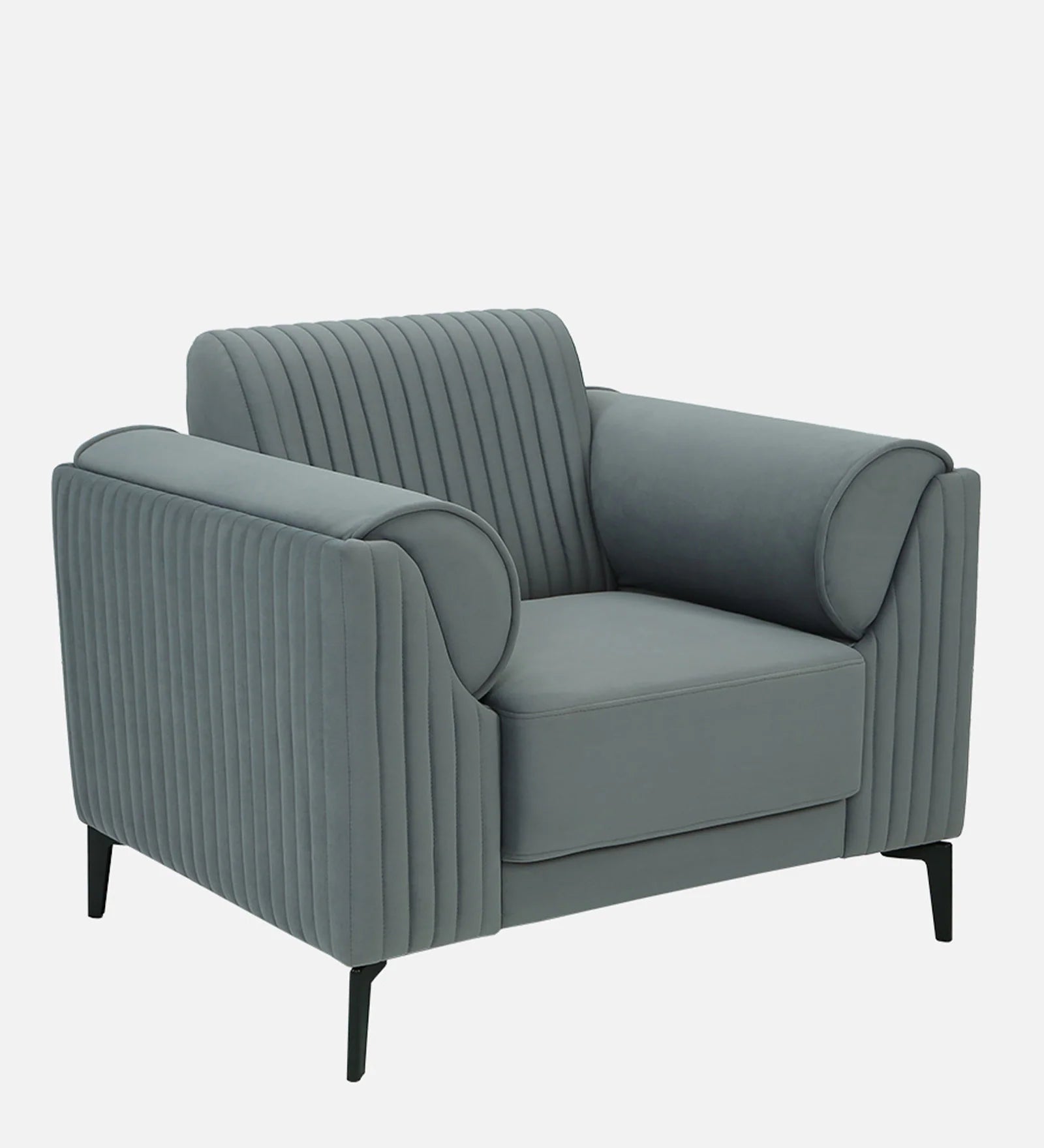 Zara Waterproof Velvet 1 Seater Sofa in Fossil Grey Colour - Febonic Living