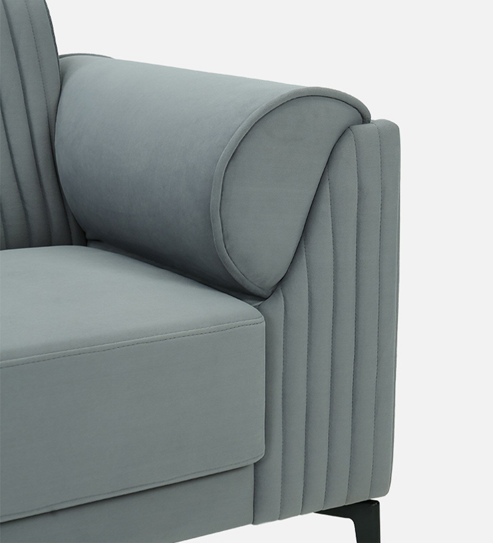 Zara Waterproof Velvet 1 Seater Sofa in Fossil Grey Colour - Febonic Living