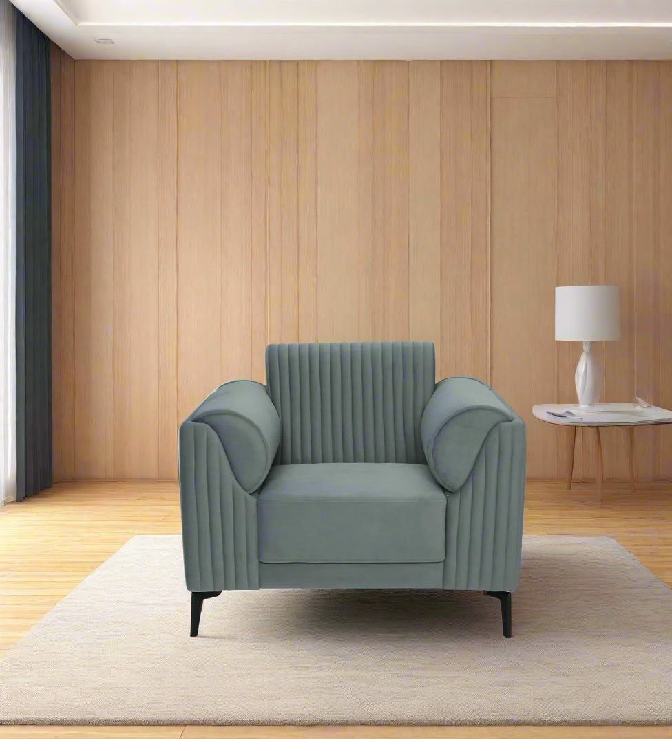 Zara Waterproof Velvet 1 Seater Sofa in Fossil Grey Colour - Febonic Living