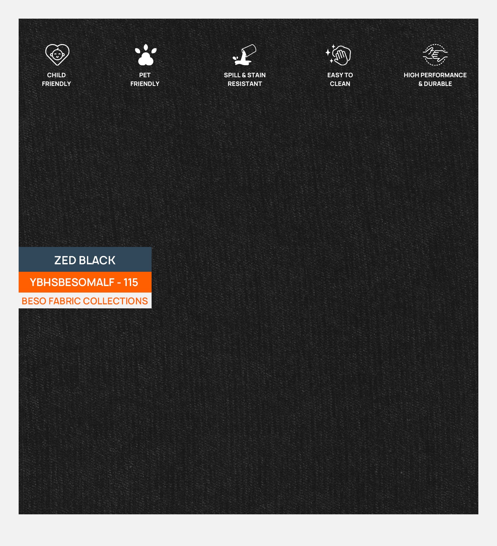 Nora Fabric King Size Bed In Zed Black Colour With Box Storage - Febonic Living