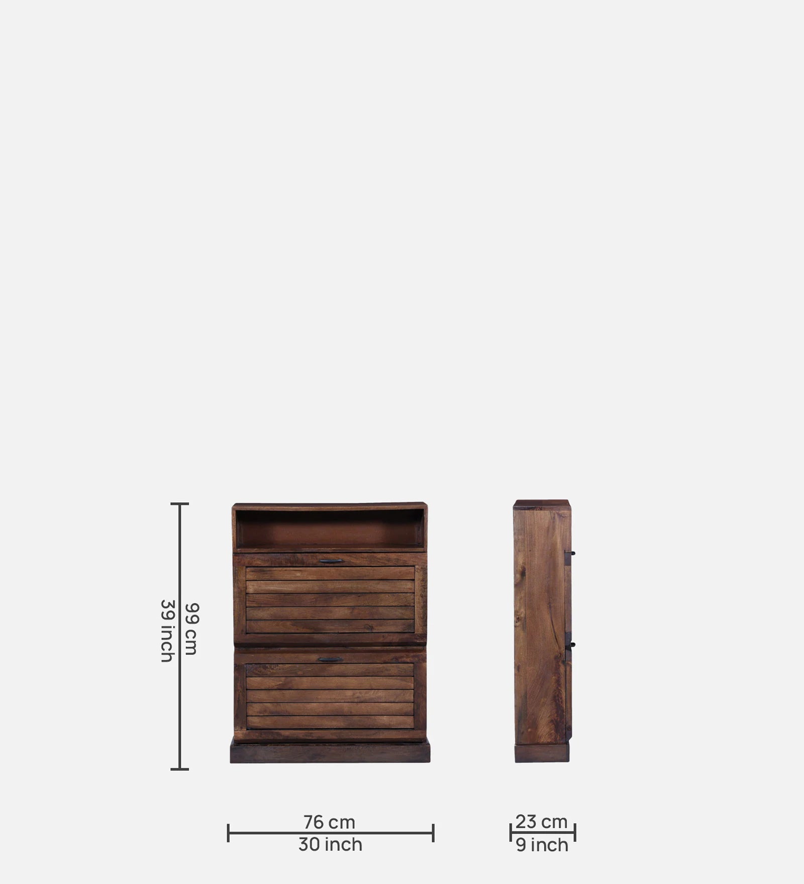 Osaka Solid Wood Tilt Out Shoe Rack In Provincial Teak Finish - Febonic Living