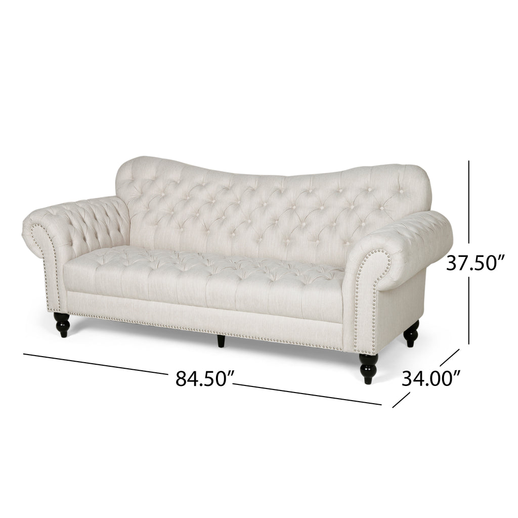 Wasta Fabric 3 Seater Sofa In Ivory Cream Colour - Febonic Living