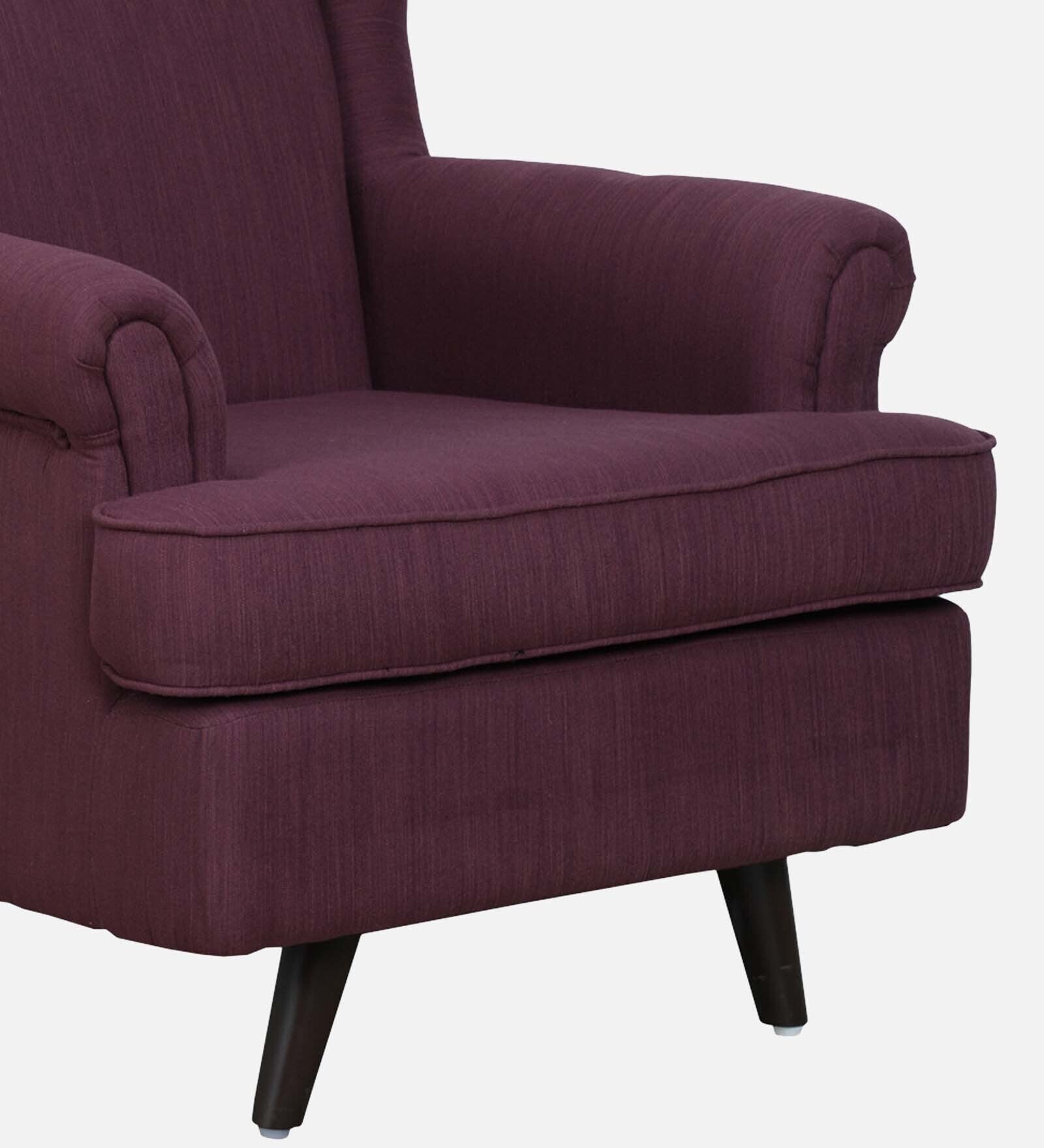 Cuddle Fabric Wing Chair In Wine Colour With Foot Stool