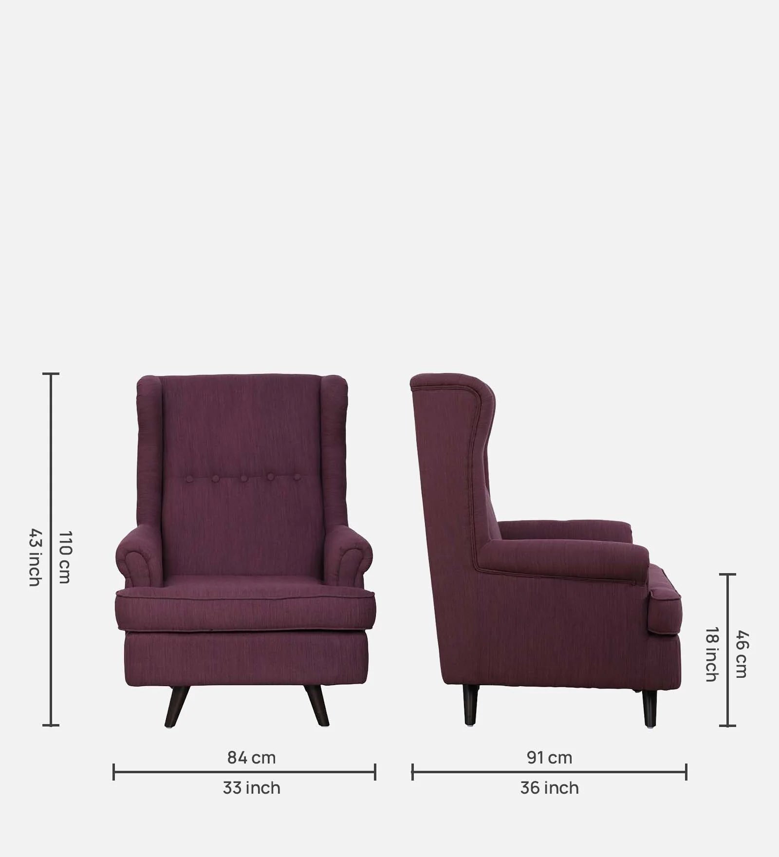 Cuddle Fabric Wing Chair In Wine Colour With Foot Stool
