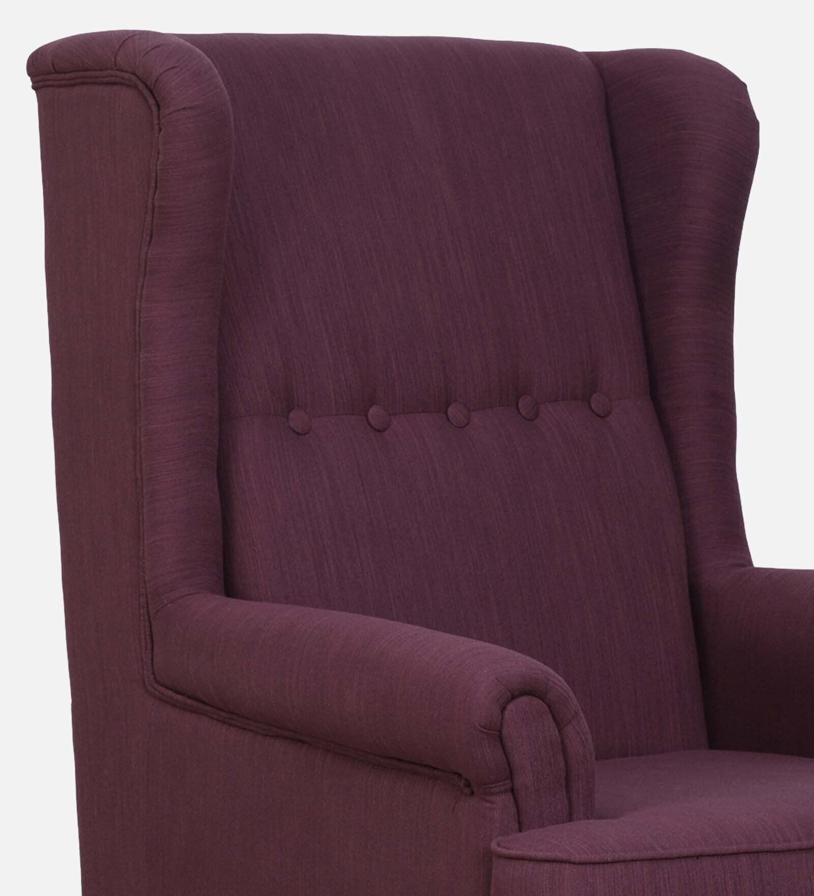 Cuddle Fabric Wing Chair In Wine Colour With Foot Stool