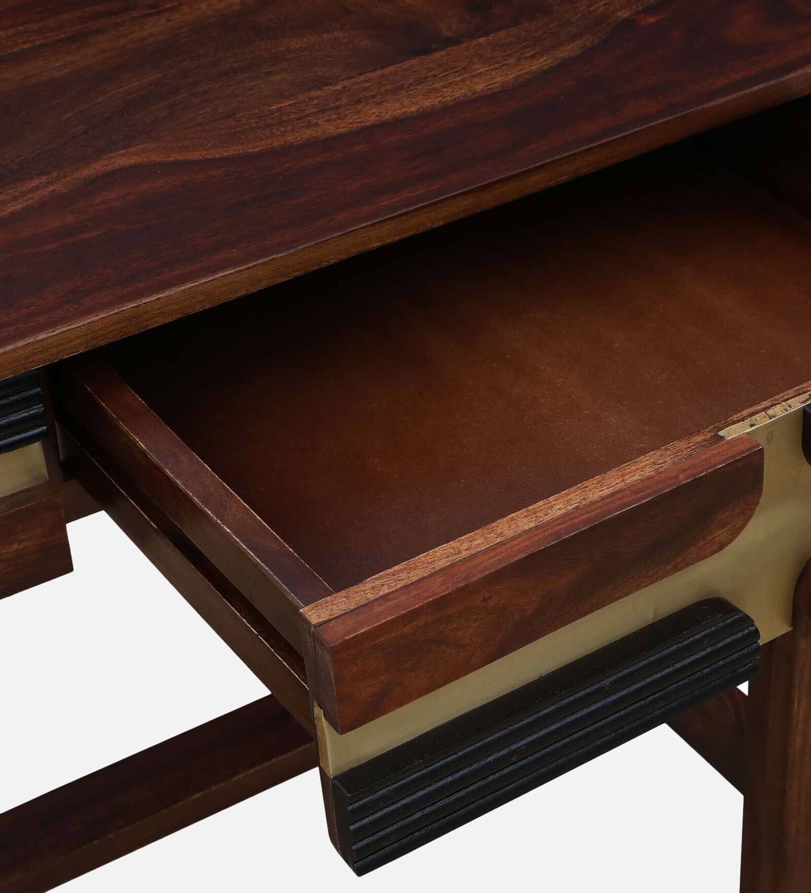 Rook Sheesham Wood Writing Table With Scratch Resistant In Provincial Teak Finish - Febonic Living