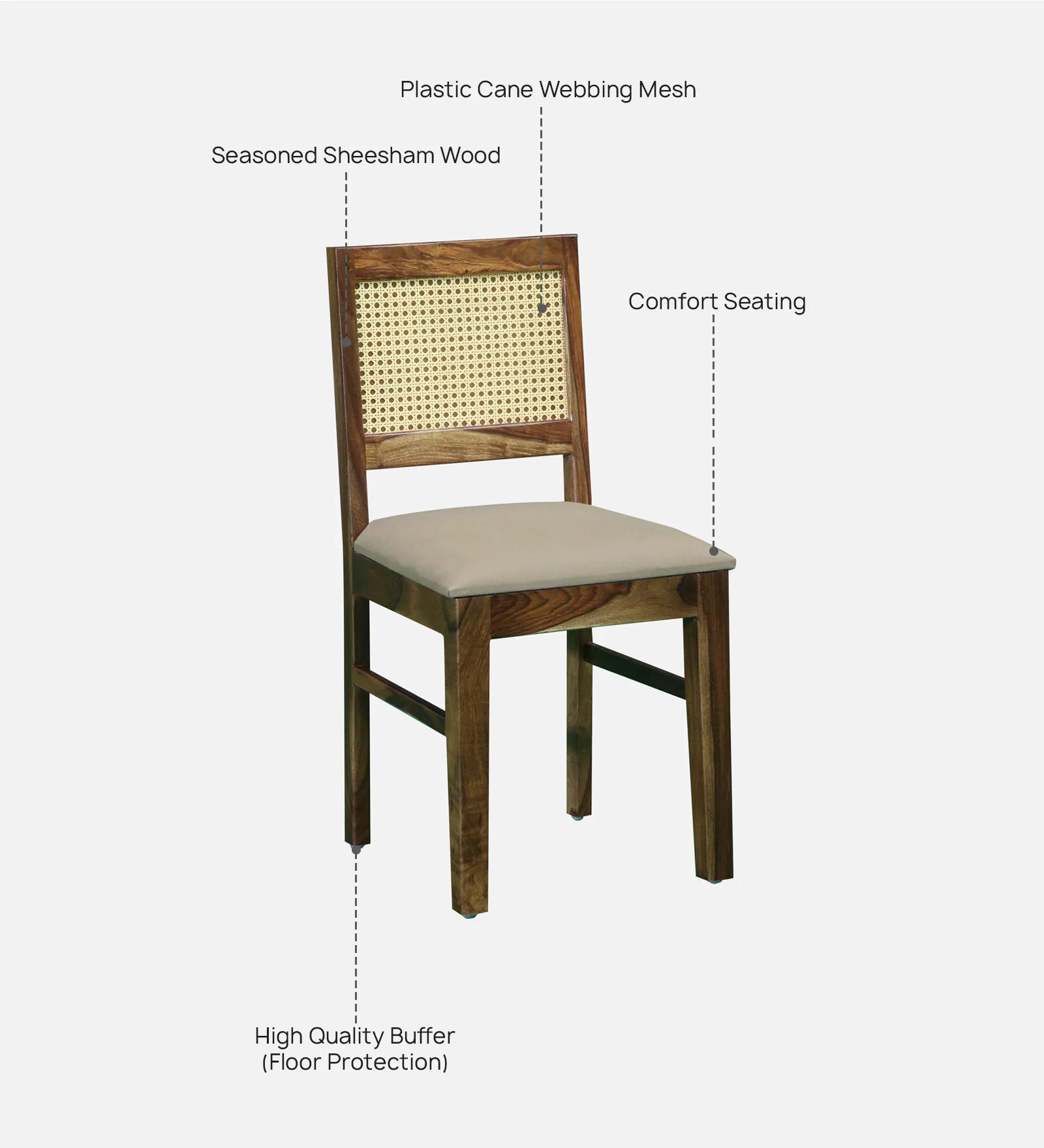 Albans Sheesham Wood Dining Chairs In Provincial Teak Finish (Set Of 2) - Febonic Living