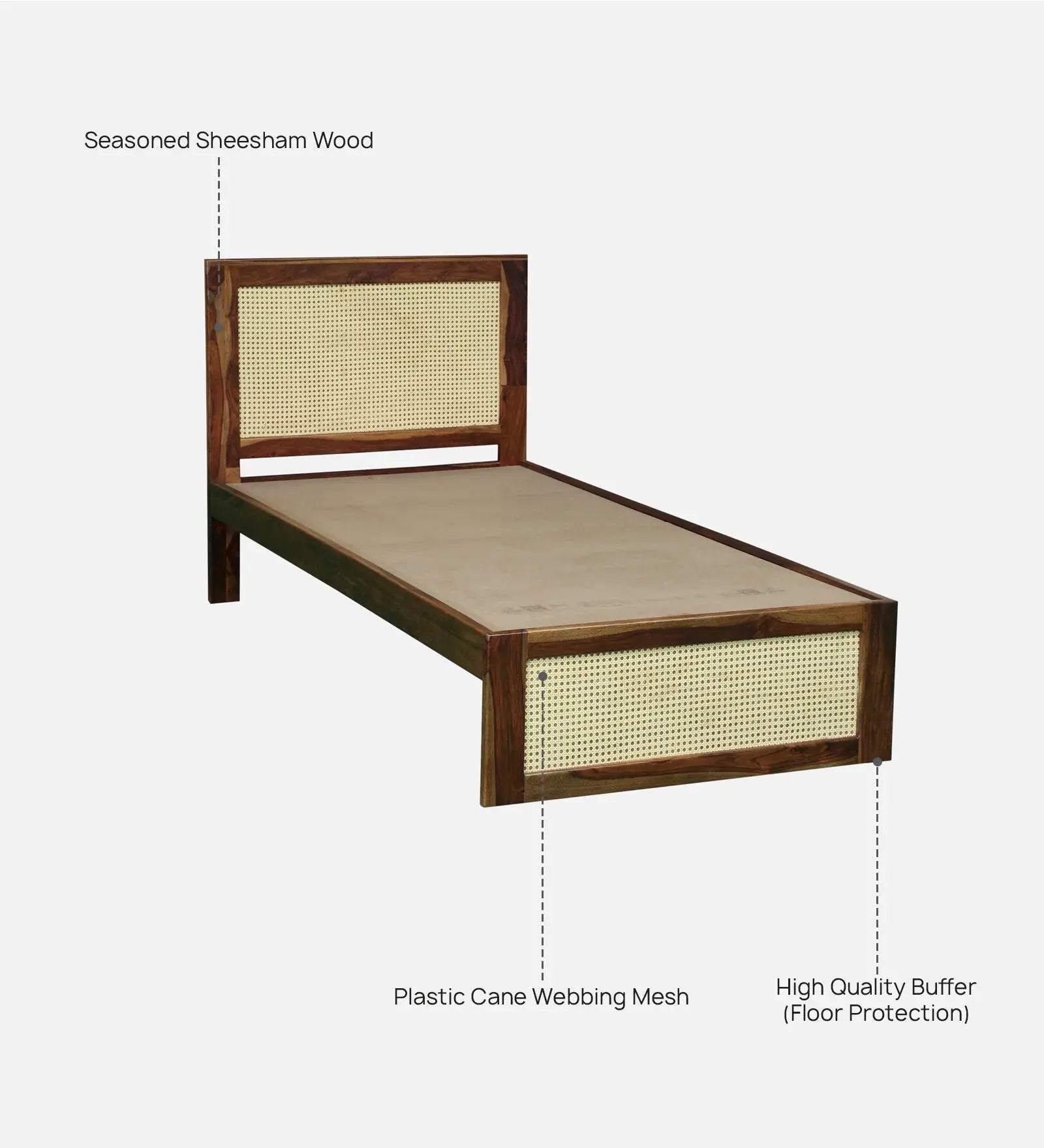Albans Sheesham Wood Single Bed In Provincial Teak Finish Wudmor By Febonic
