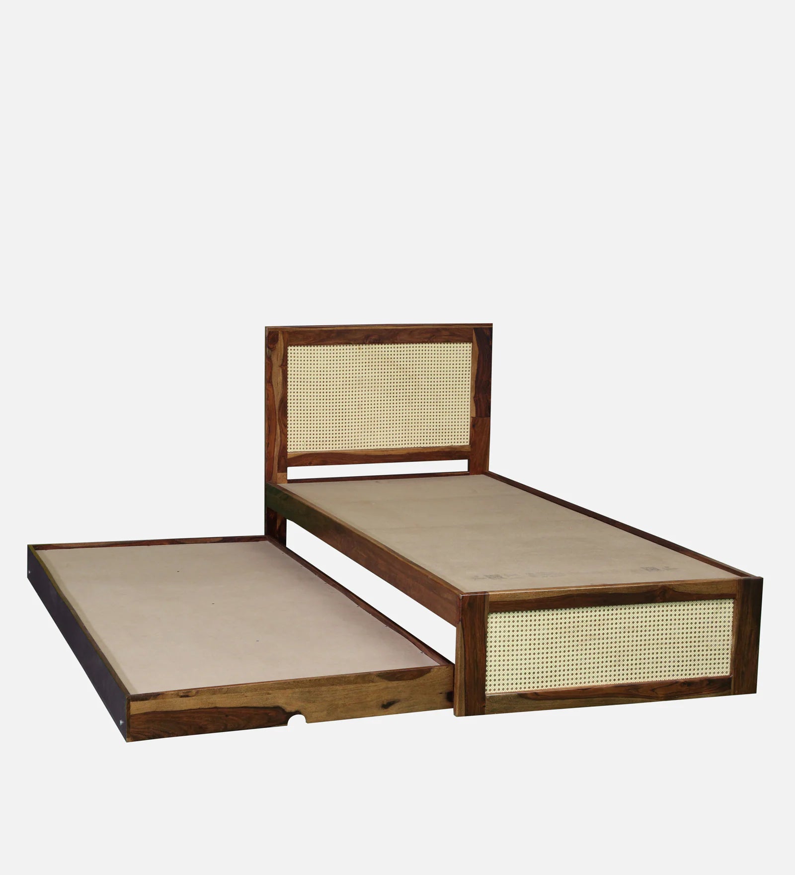 Albans Sheesham Wood Single Bed In Provincial Teak Finish With Trundle - Febonic Living