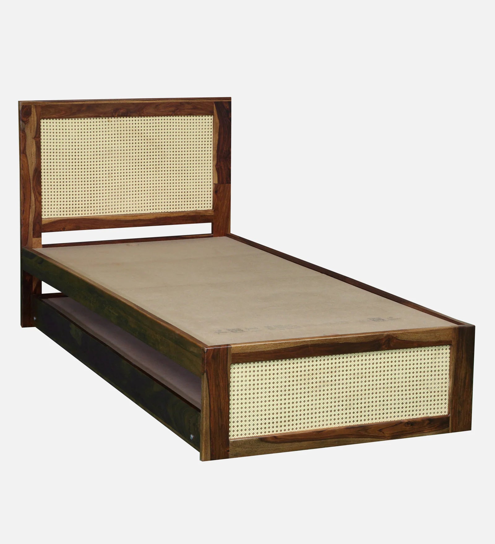 Albans Sheesham Wood Single Bed In Provincial Teak Finish With Trundle - Febonic Living