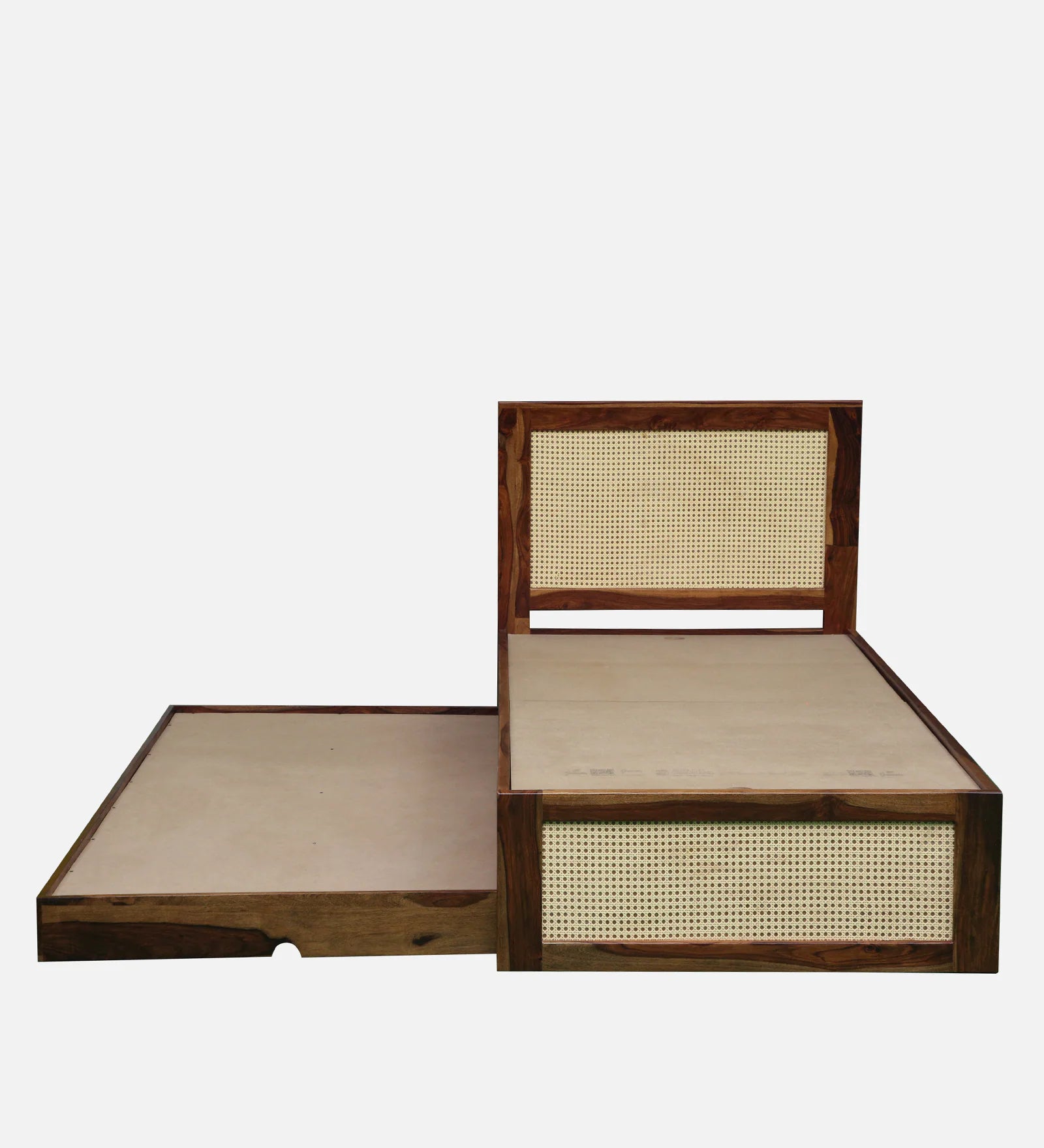 Albans Sheesham Wood Single Bed In Provincial Teak Finish With Trundle - Febonic Living