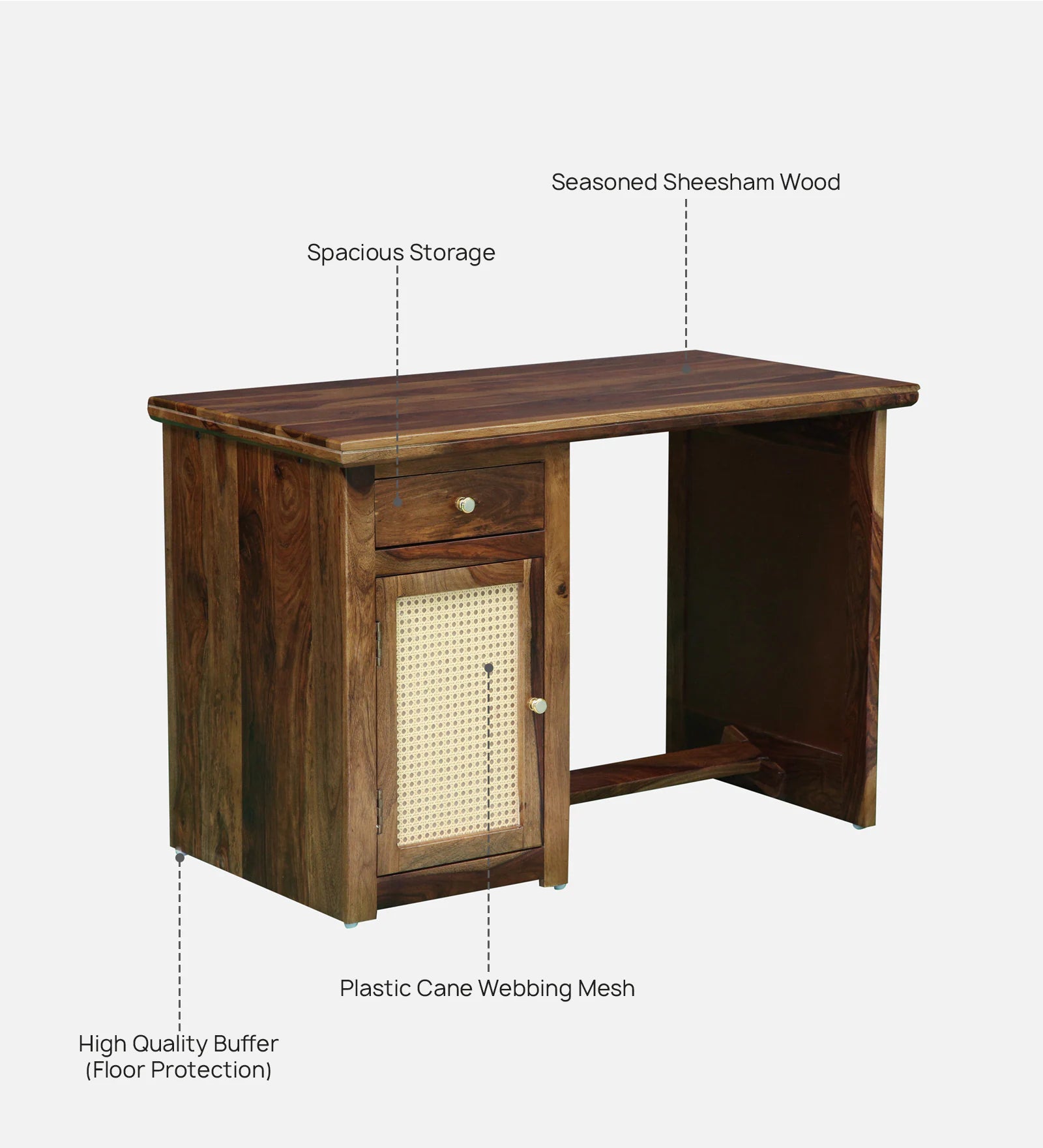 Albans Sheesham Wood Writing Table In Provincial Teak Finish - Febonic Living