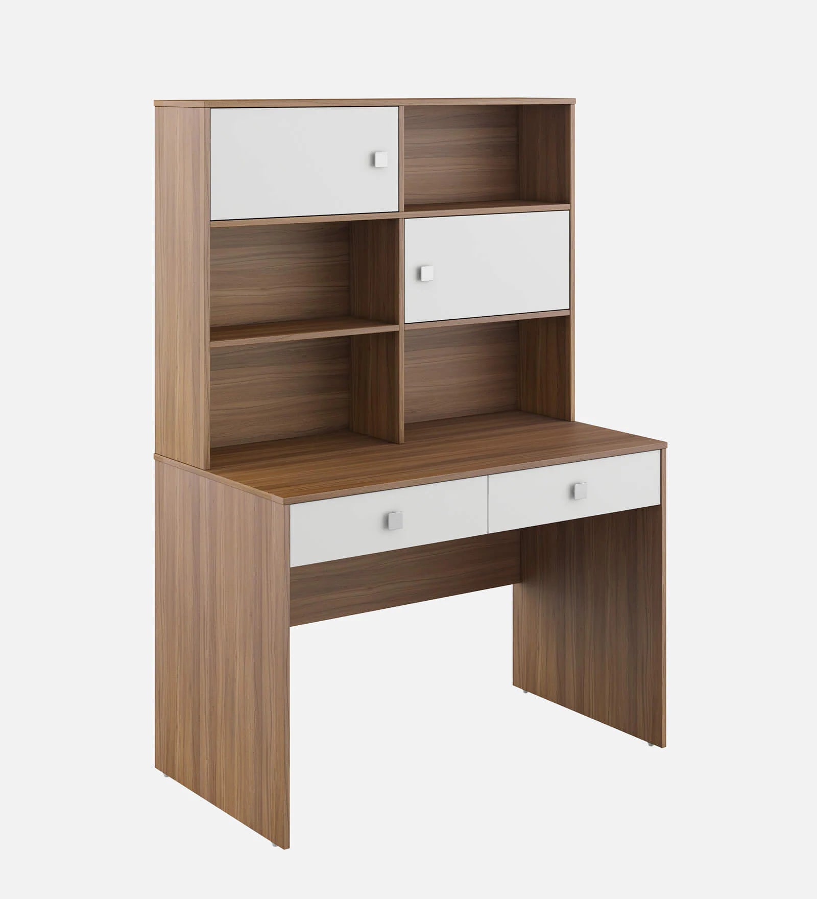 Banha Study Table In Oral Walnut and Frosty White Finish - Febonic Living