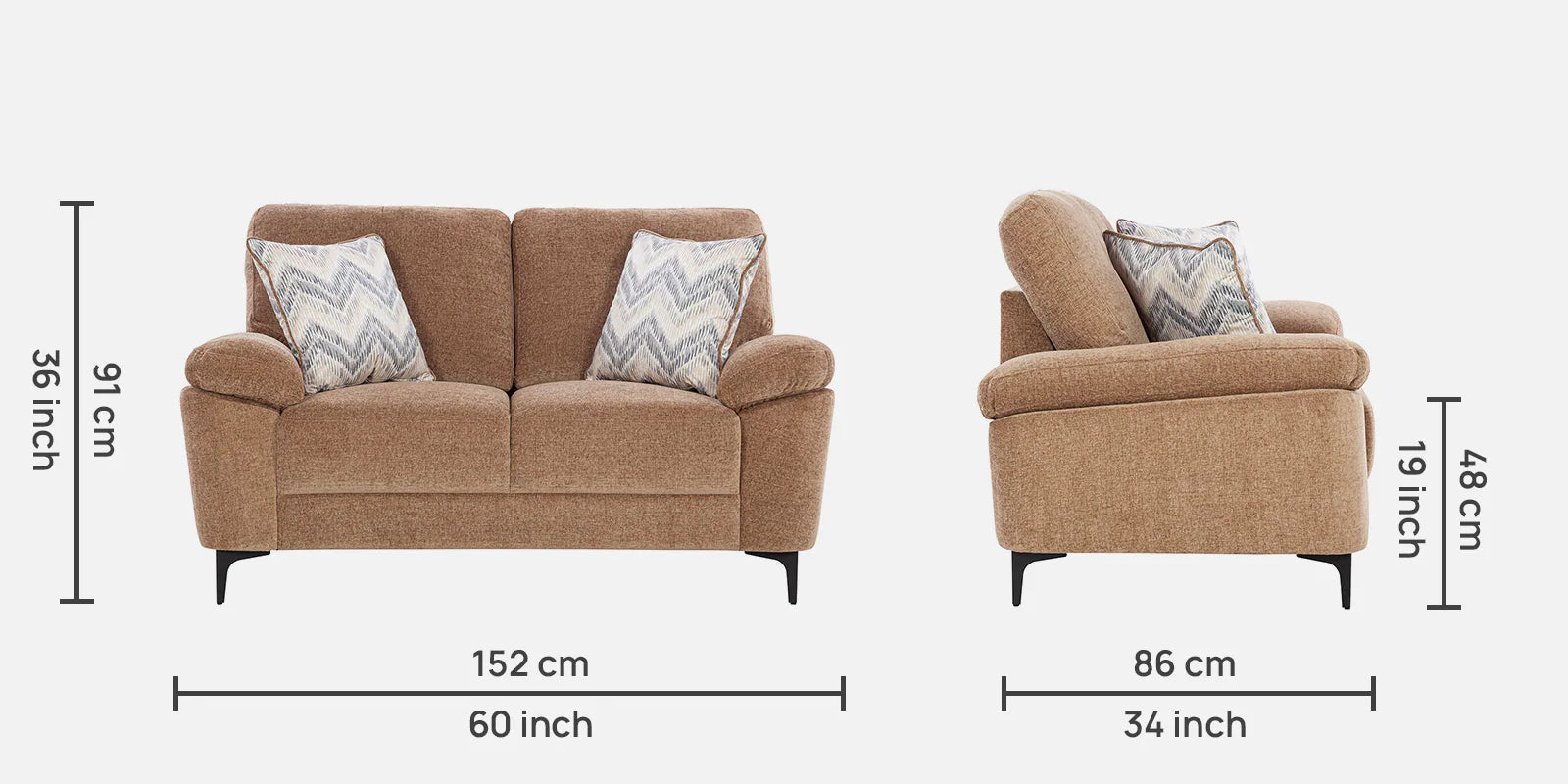 Amsterdam Fabric 2 Seater Sofa In Cosmic Beige Colour - Febonic Living