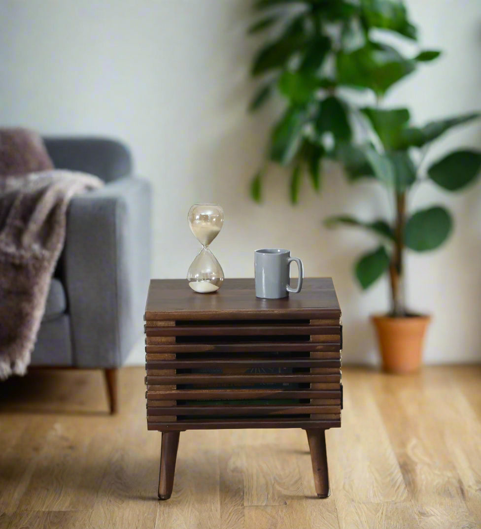 Chalki Sheesham Wood Bedside Table In Provincial Teak Finish - Febonic Living