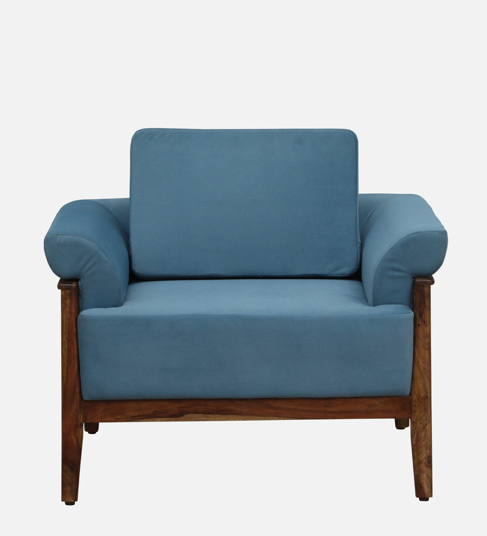 Chalki Sheesham Wood 1 Seater Sofa In Blue Colour - Febonic Living