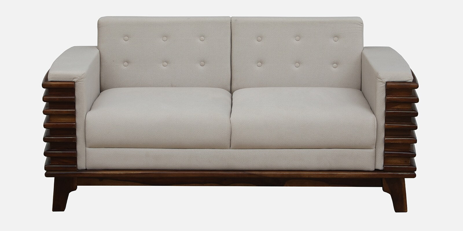 Tanu Sheesham Wood 2 Seater Sofa In Beige Colour - Febonic Living