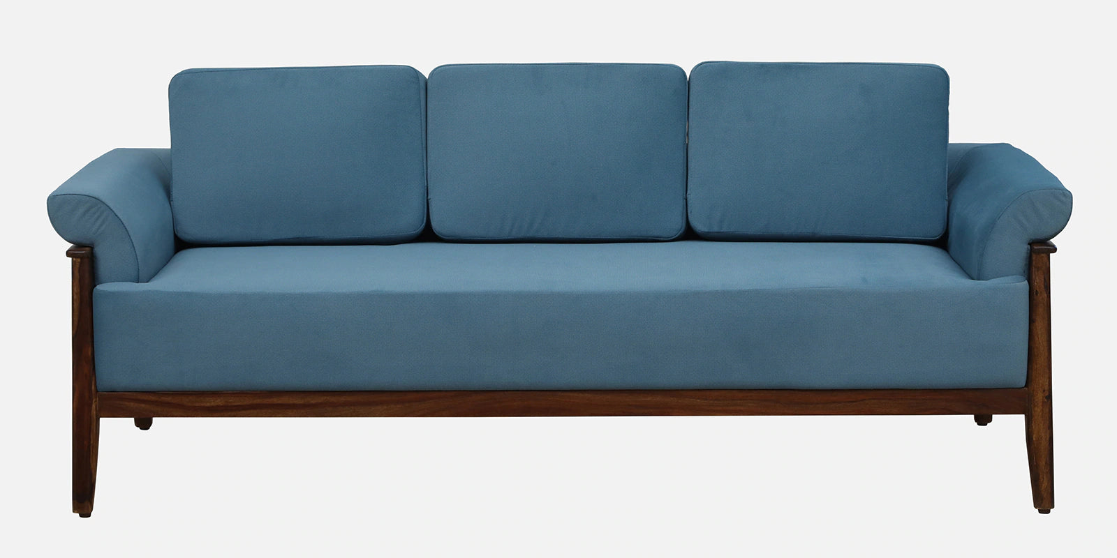 Chalki Sheesham Wood 3 Seater Sofa In Blue Colour - Febonic Living