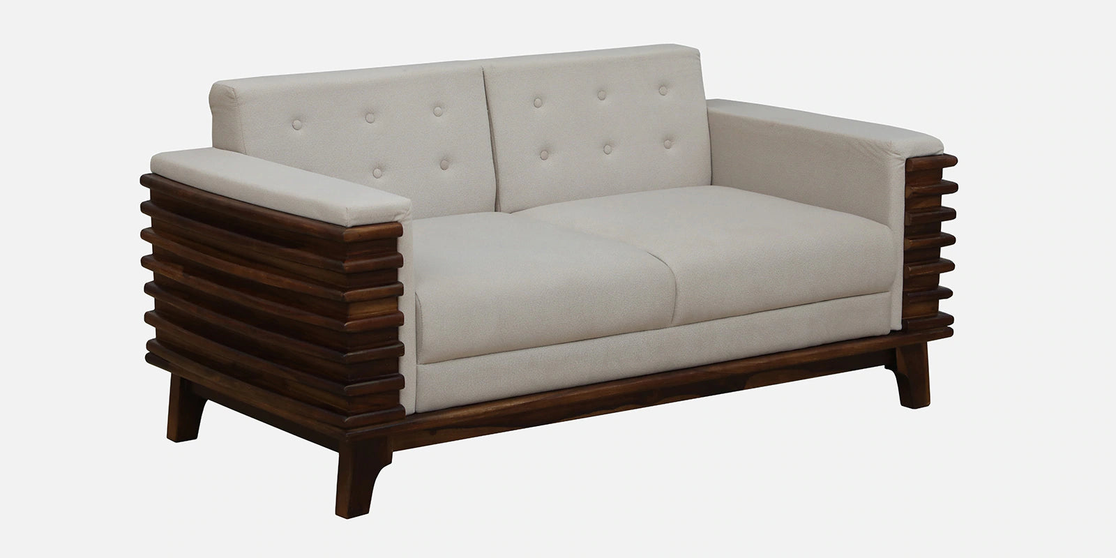 Tanu Sheesham Wood 2 Seater Sofa In Beige Colour - Febonic Living