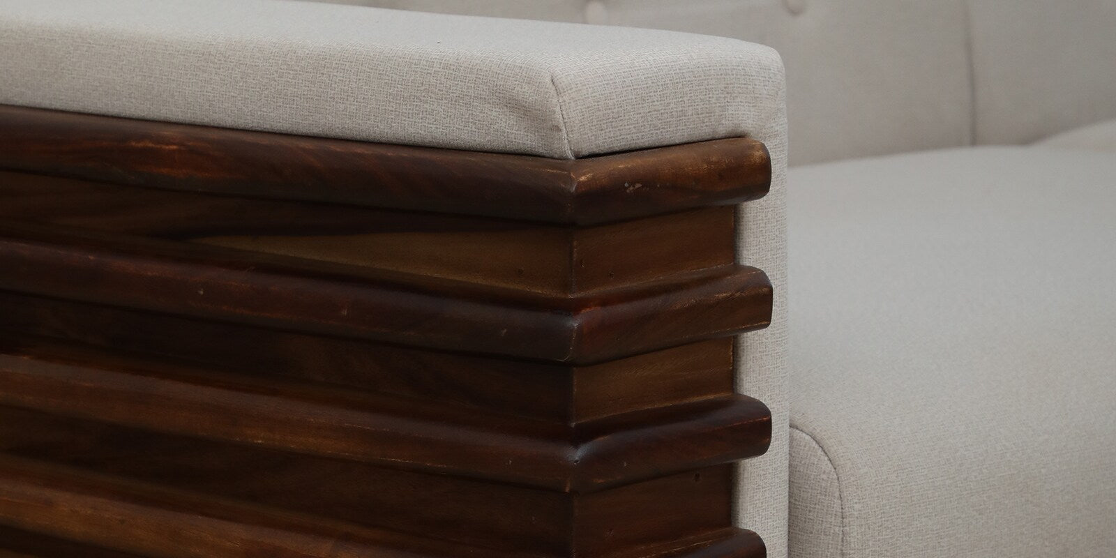 Tanu Sheesham Wood 2 Seater Sofa In Beige Colour - Febonic Living