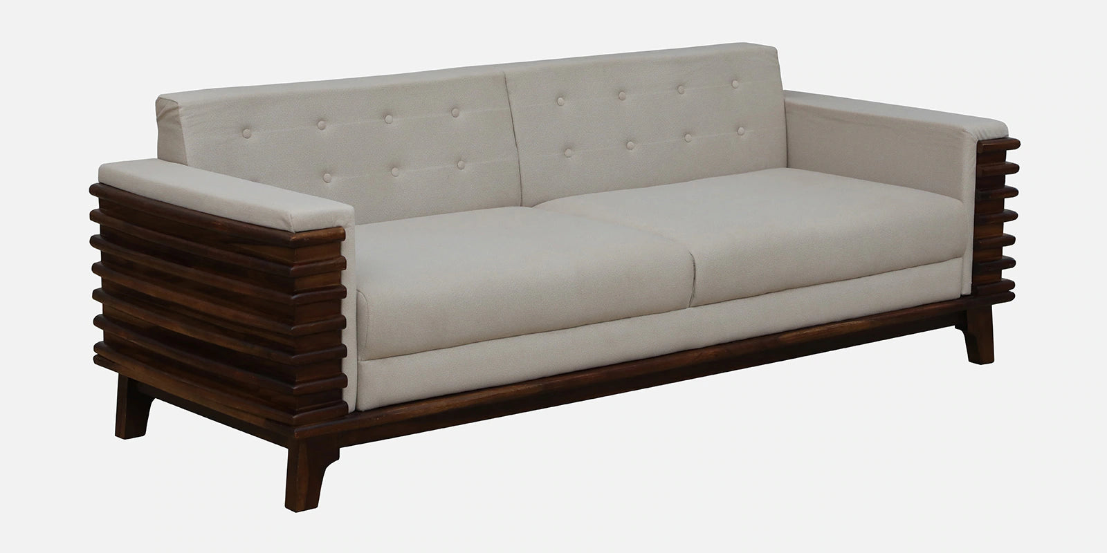 Tanu Sheesham Wood 3 Seater Sofa In Beige Colour - Febonic Living