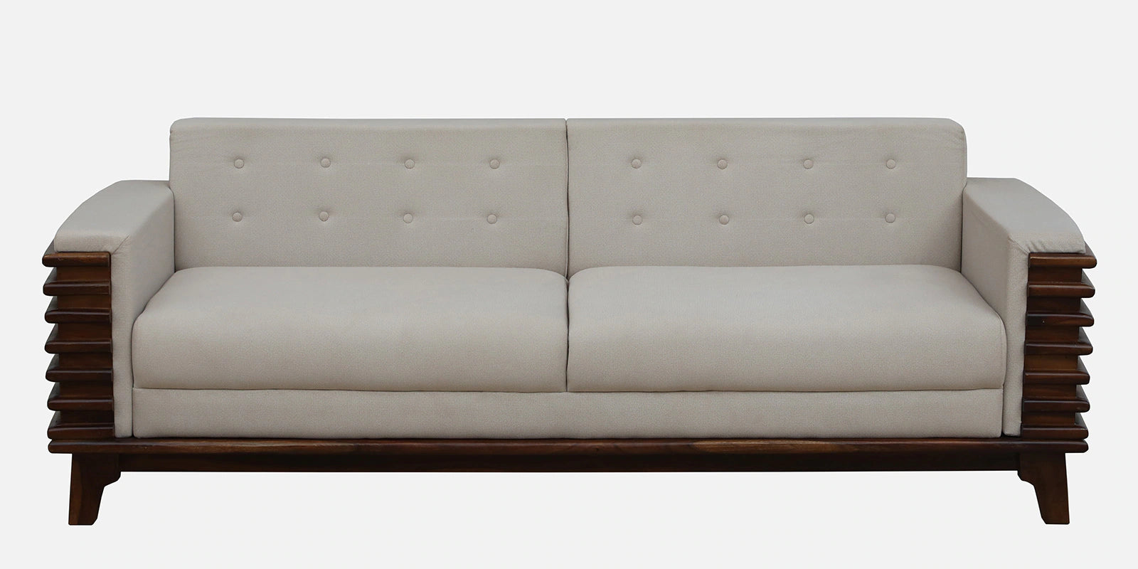 Tanu Sheesham Wood 3 Seater Sofa In Beige Colour - Febonic Living