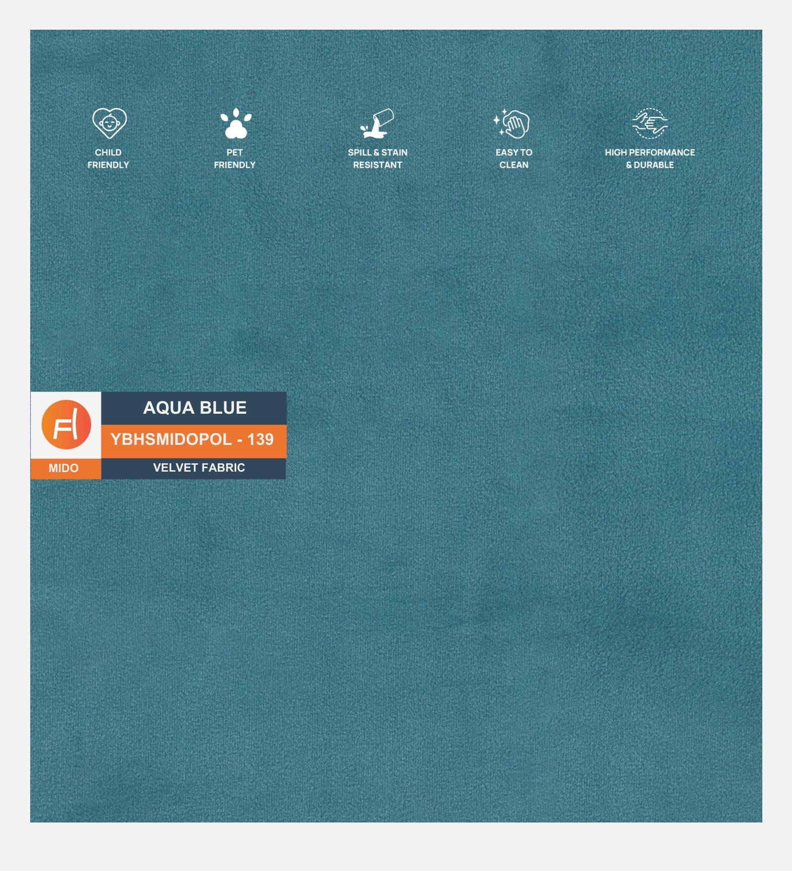 Yara Velvet Fabric 1 Seater Sofa In Aqua Blue Colour - Febonic Living