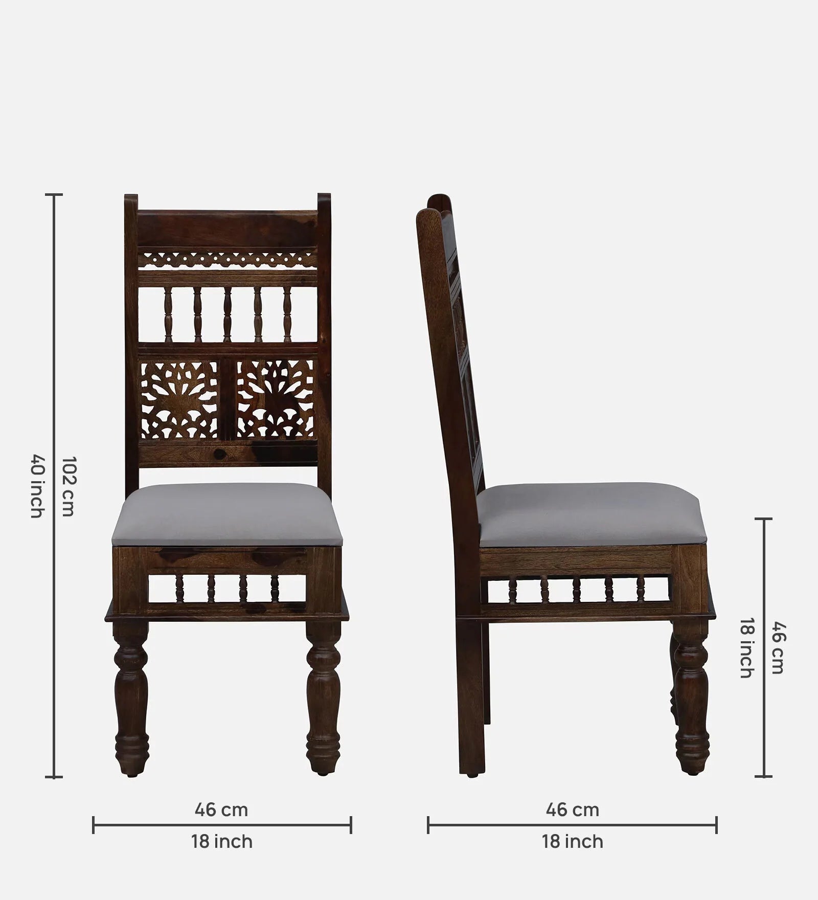 Gati Sheesham Wood Dining Chairs In Provincial Teak Finish (Set Of 2) - Febonic Living