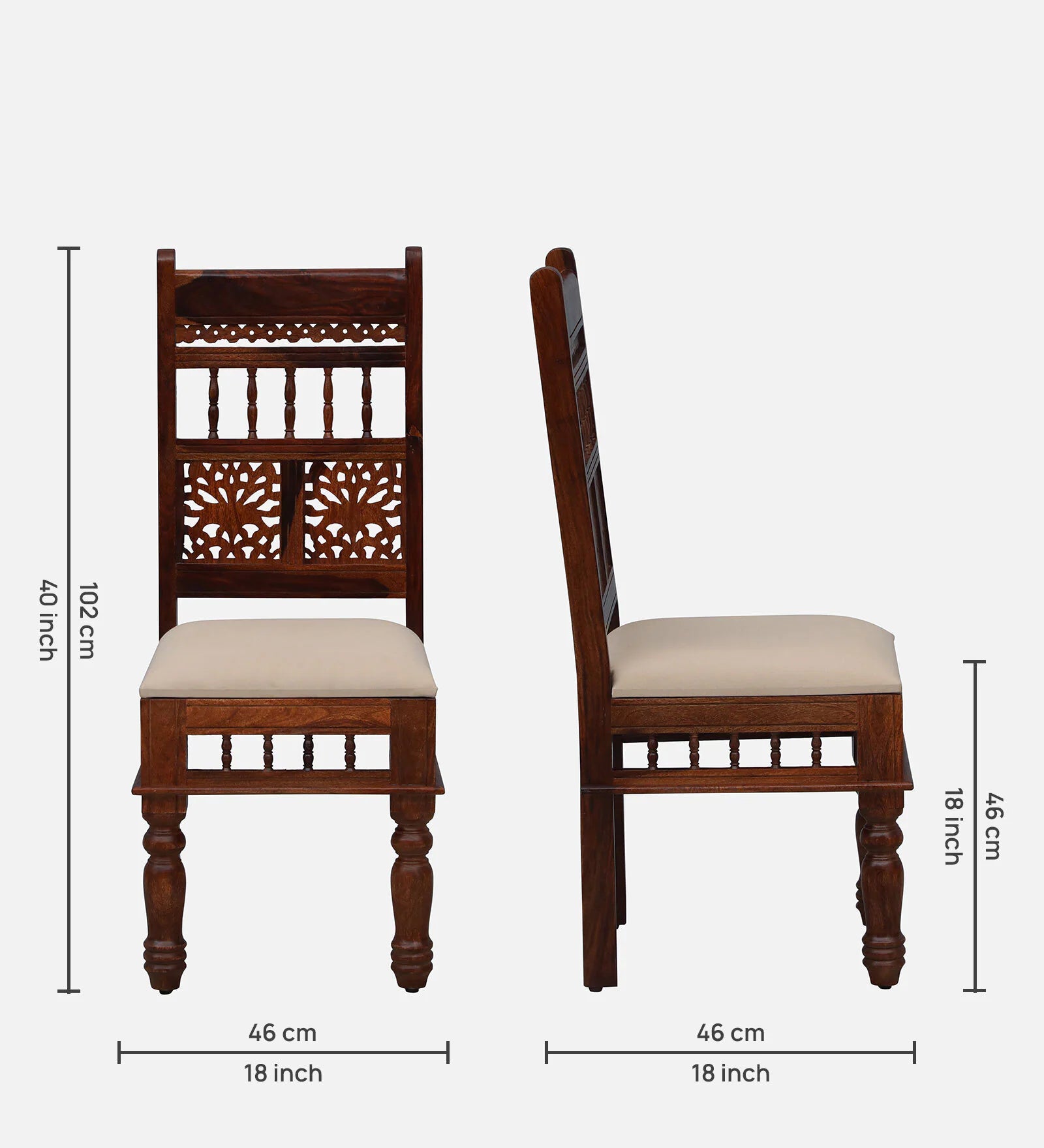 Gati Sheesham Wood Dining Chairs In Honey Oak Finish (Set Of 2) - Febonic Living