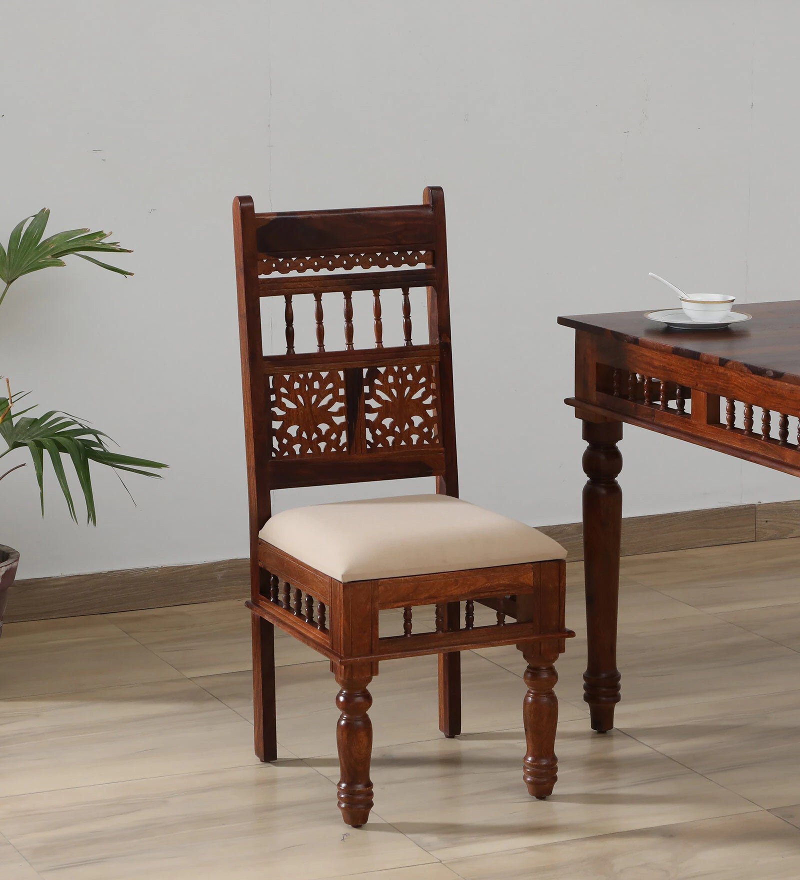 Gati Sheesham Wood Dining Chairs In Honey Oak Finish (Set Of 2) - Febonic Living