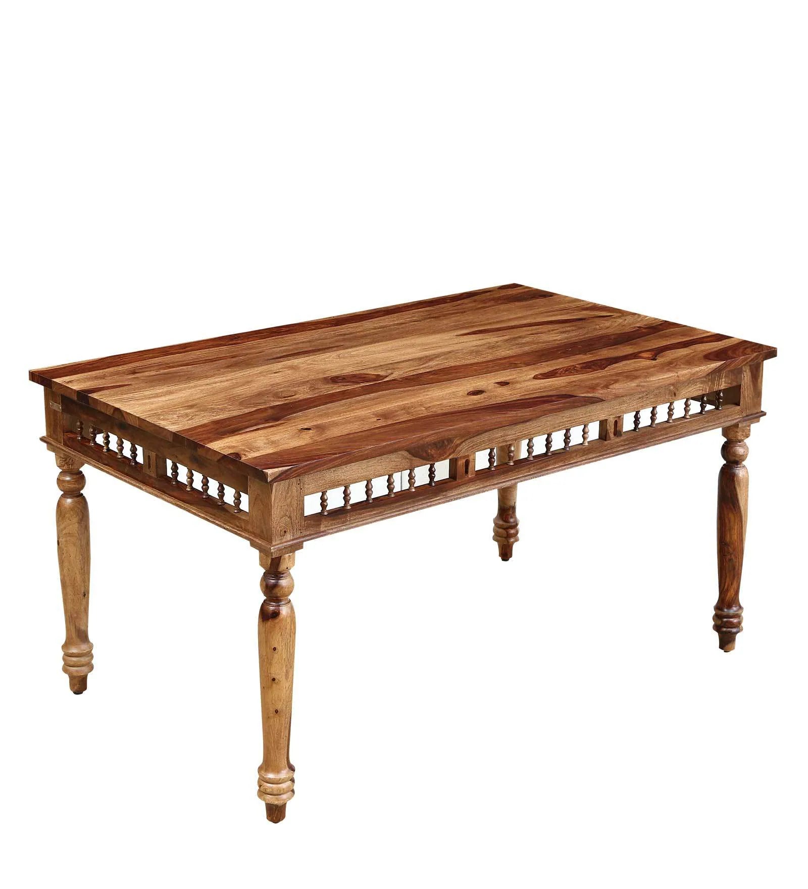 Gati Sheesham Wood 6 Seater Dining Set In Scratch Resistant Rustic teak Finish With Bench - Febonic Living