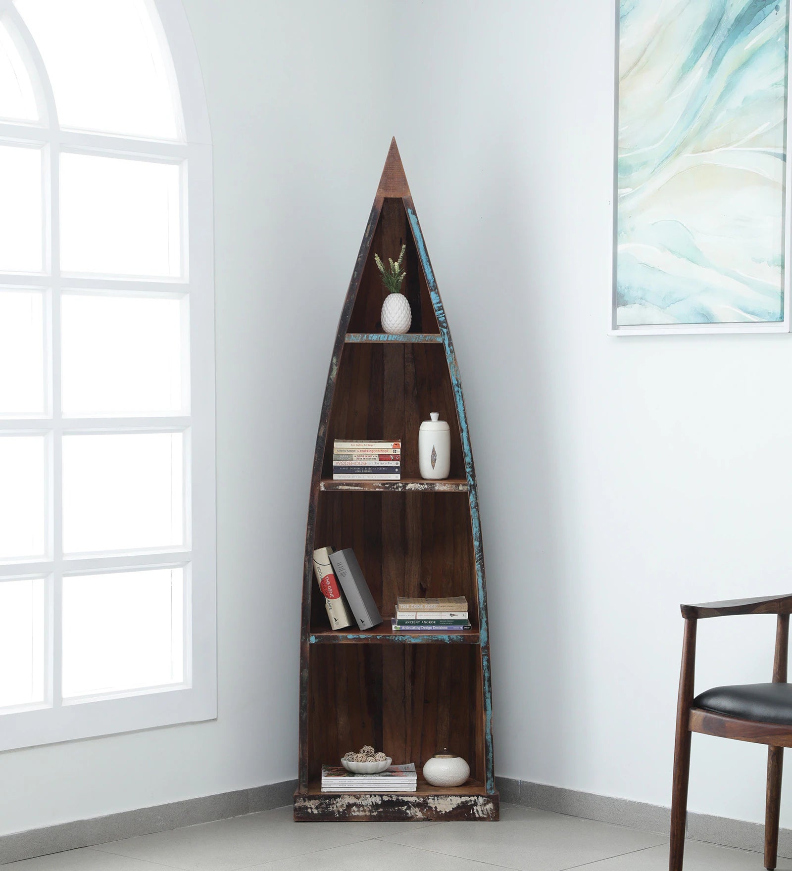 Ezla Reclaimed Wood Bookshelf In Distress Finish - Febonic Living