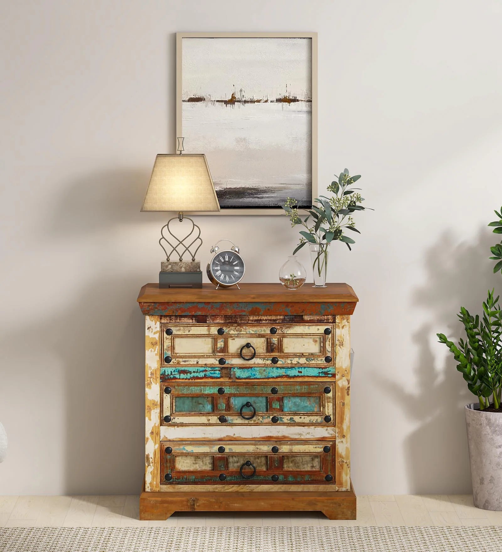 Ezla Reclaimed Wood Cabinet In Distress Finish - Febonic Living