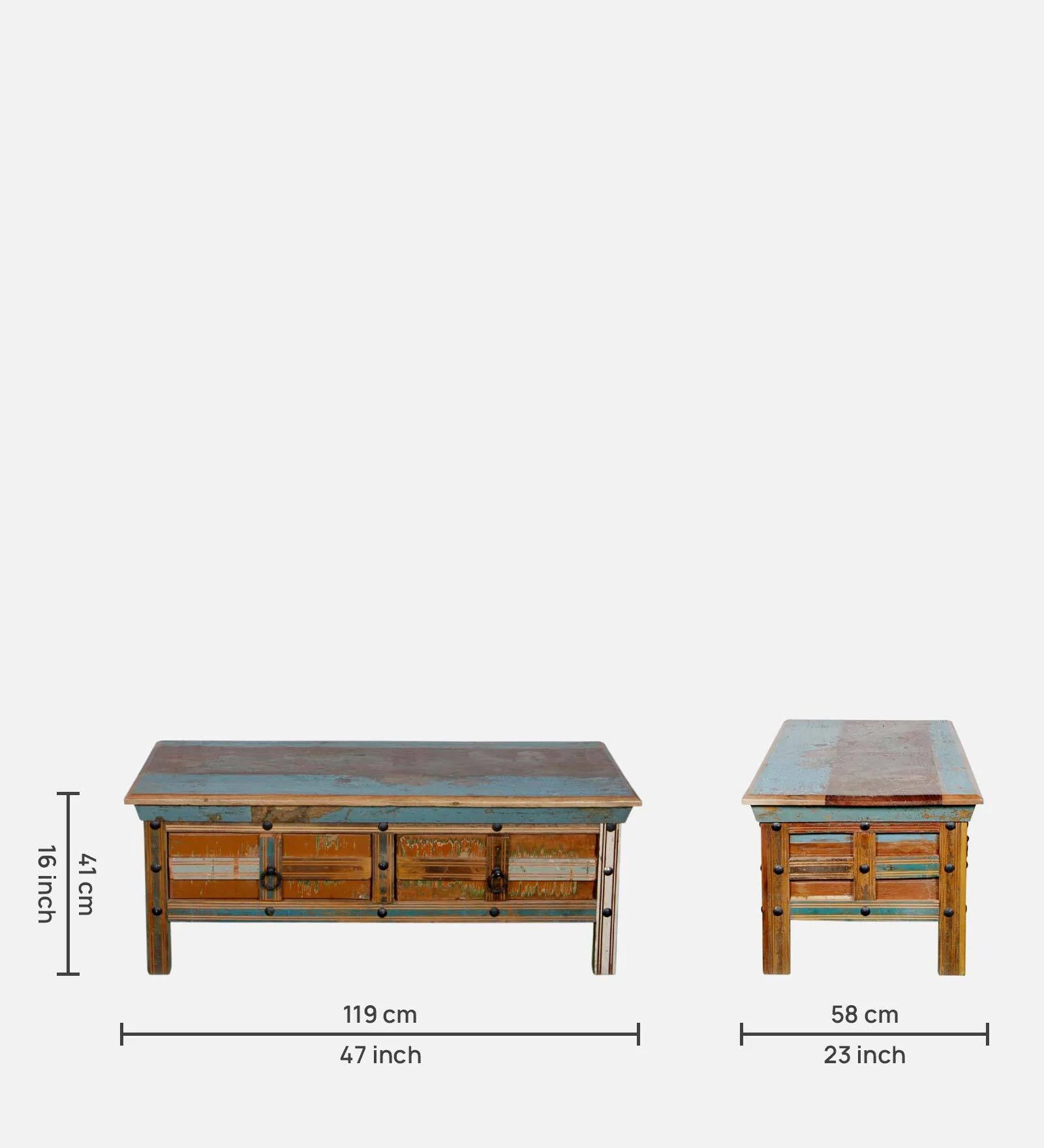 Ezla Reclaimed Wood Coffee Table In Distress Finish - Febonic Living