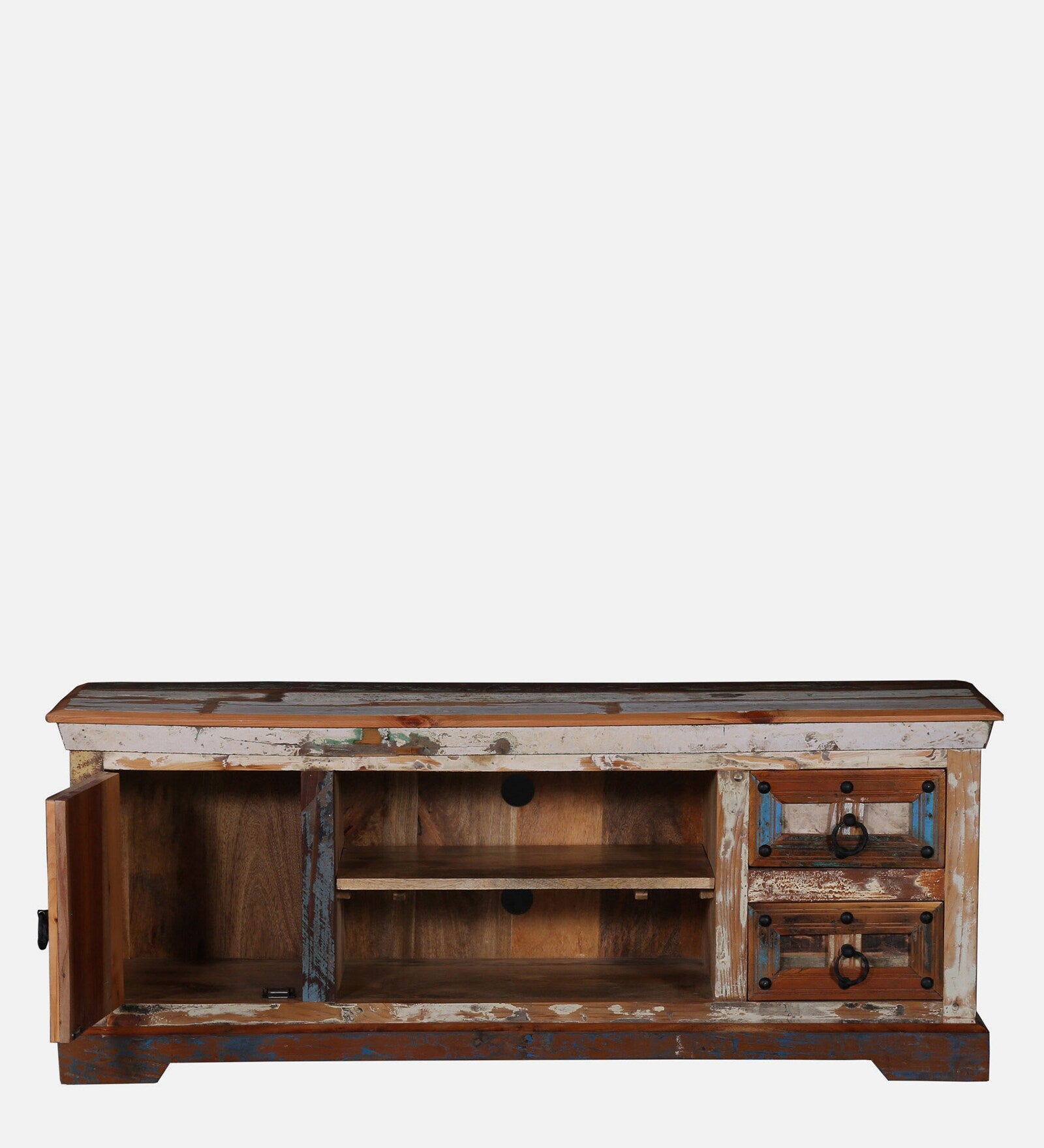 Ezla Reclaimed Wood TV Console In Distress Finish For TVs Up To 55" - Febonic Living