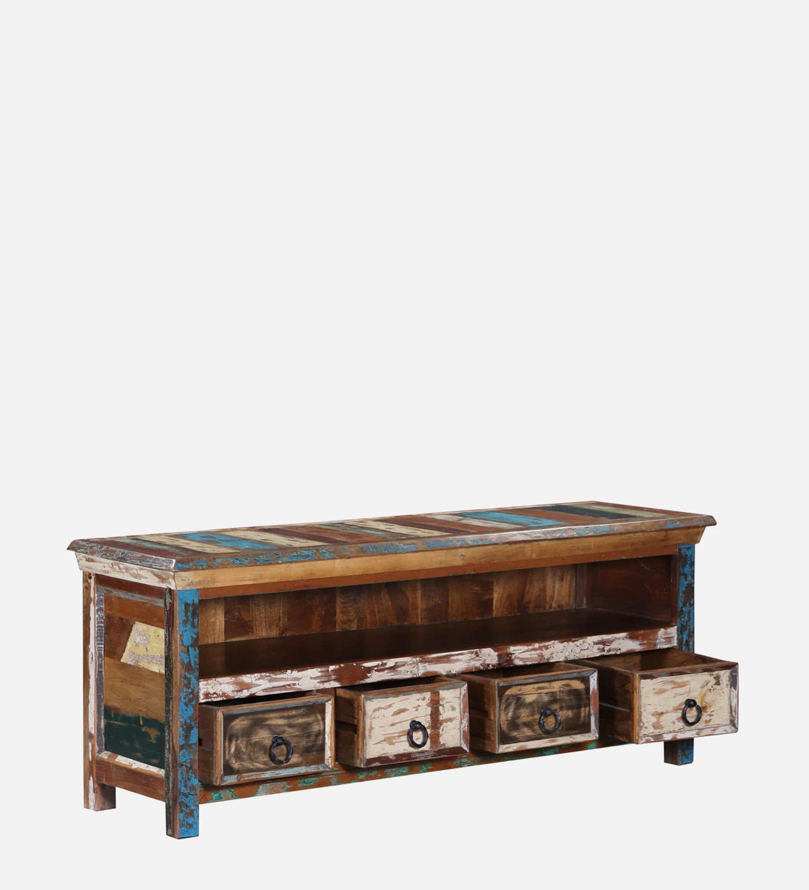 Ezla Reclaimed Wood TV Console In Distress Finish For TVs Up To 55" - Febonic Living
