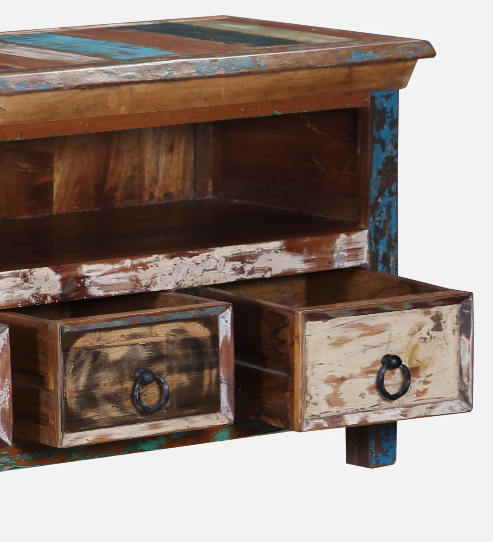 Ezla Reclaimed Wood TV Console In Distress Finish For TVs Up To 55" - Febonic Living