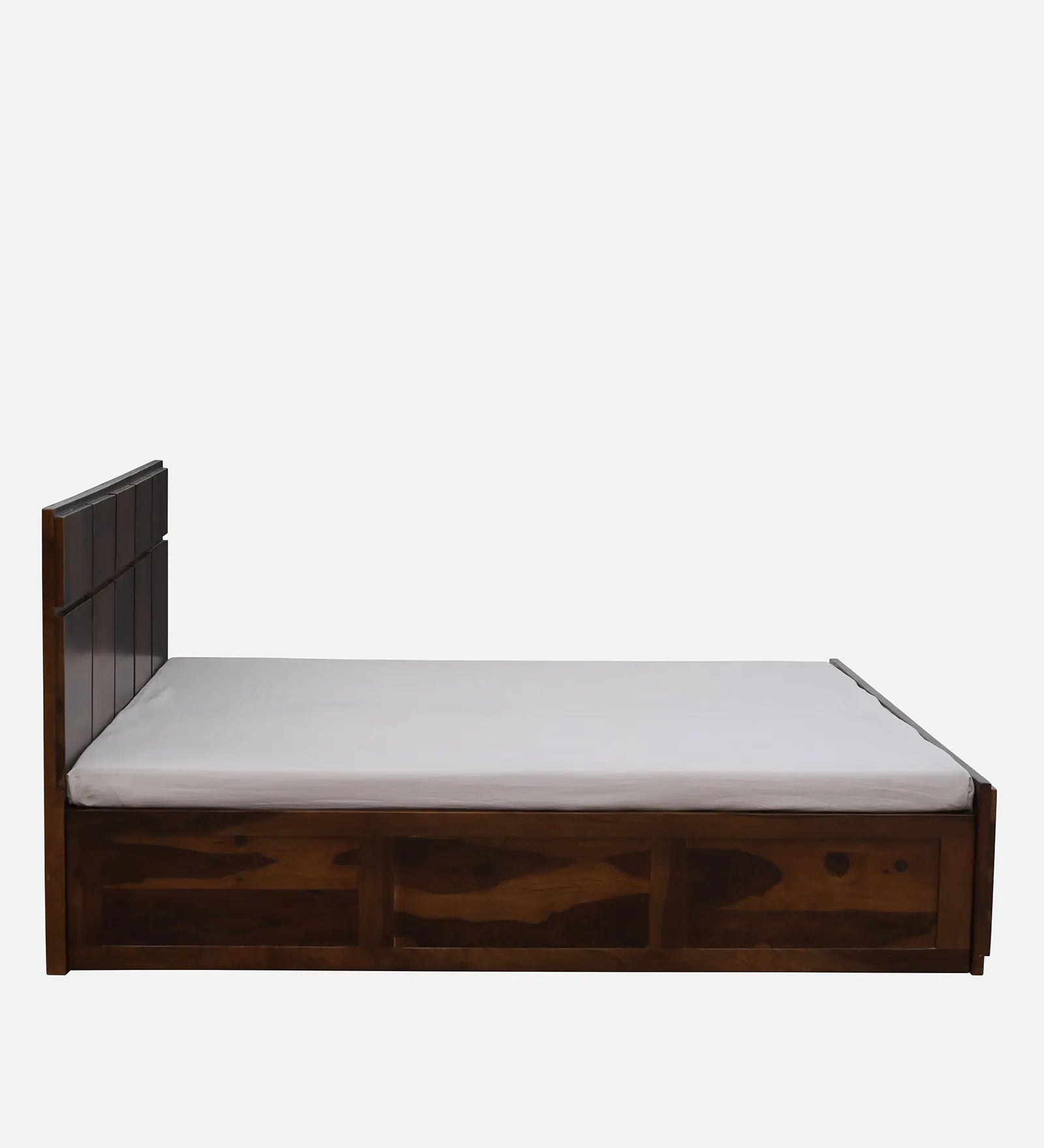 Thor Sheesham Wood King Size Bed In Provincial Teak Finish With Hydraulic Storage - Febonic Living