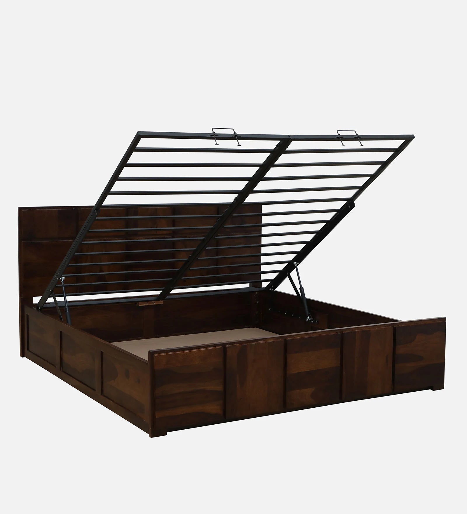 Thor Sheesham Wood King Size Bed In Provincial Teak Finish With Hydraulic Storage - Febonic Living