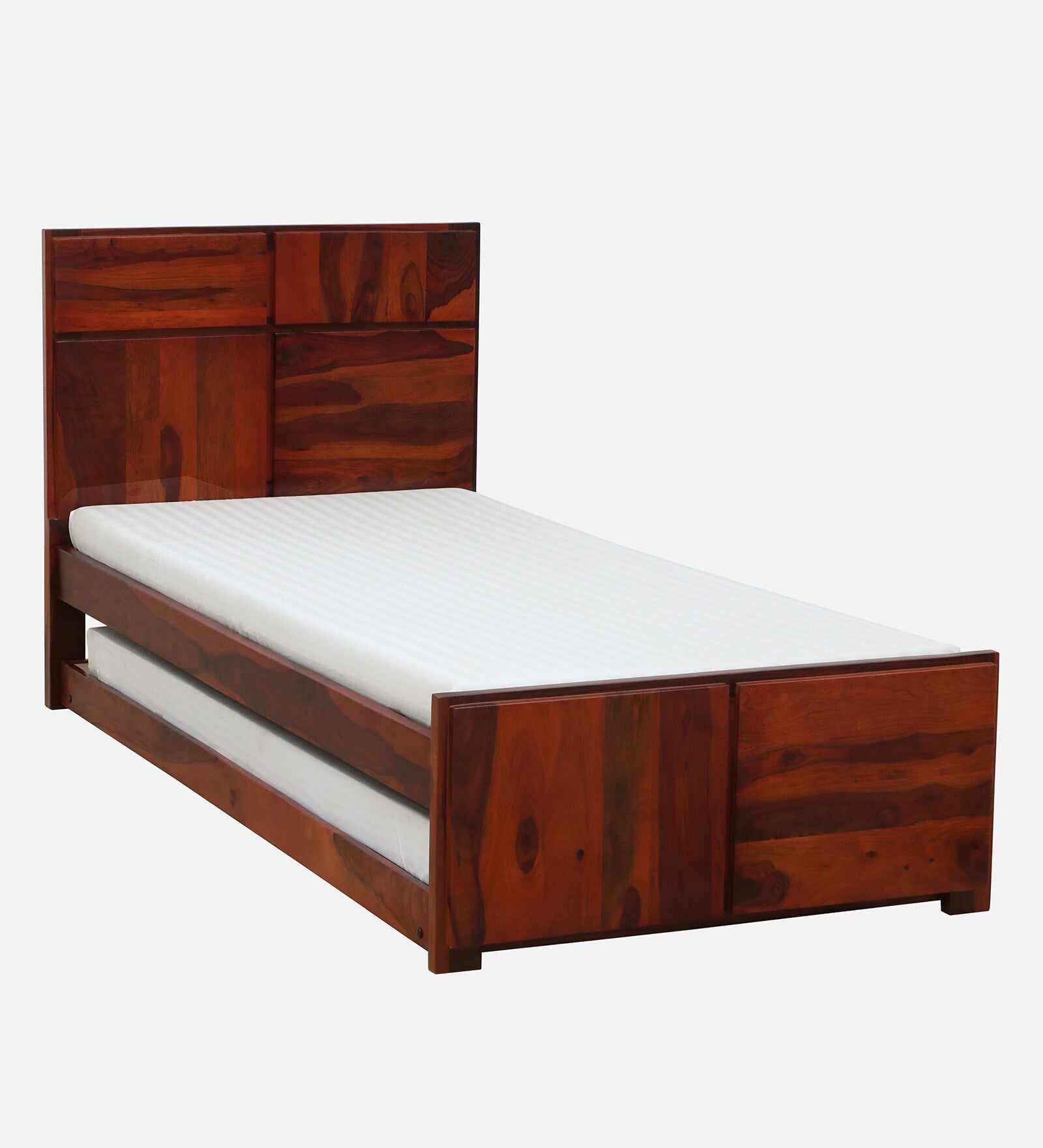 Thor Sheesham Wood Single Bed In Honey Oak Finish With Trundle - Febonic Living